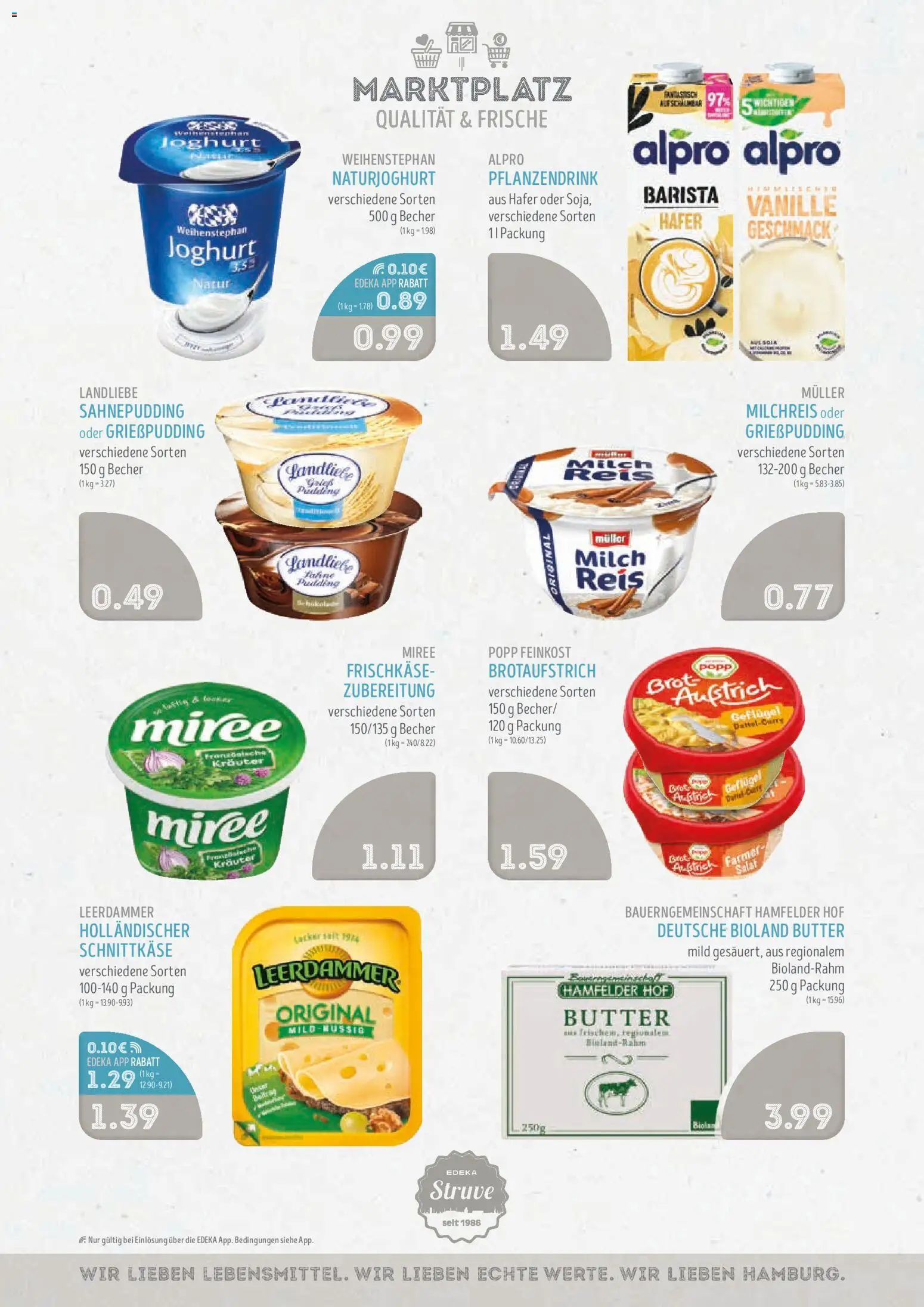 Vorschau von dem Prospekt des Geschäftes Edeka Struve, gültig ab dem 02.11.2026 - Butter, Joghurt, Brot, Milch, Reis, Vanille, Alpro, Frischkase