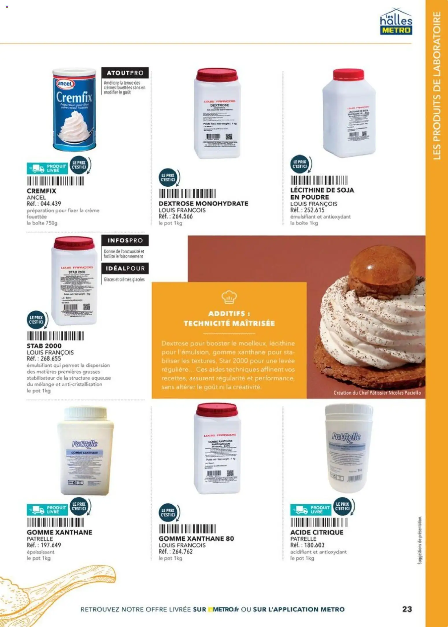 Prévisualisation de Boulangers Pâtissiers du magasin METRO formulaire valide 30/04/2026 - Livre, Acide citrique, Glaces, Crème, Poudre