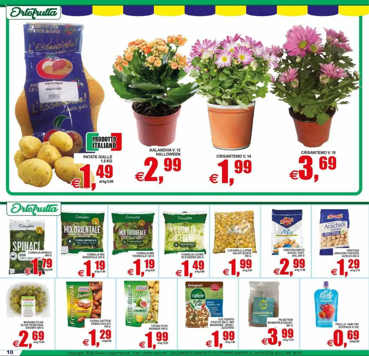 Anteprima dell'opuscolo Pewex volantino Supermercati Via Rubicone dal negozio Pewex valido da 23/10/2026 - Lupini, Fichi, Mandorle, Arachidi, Patate, Spinaci, Olive, Cannellini
