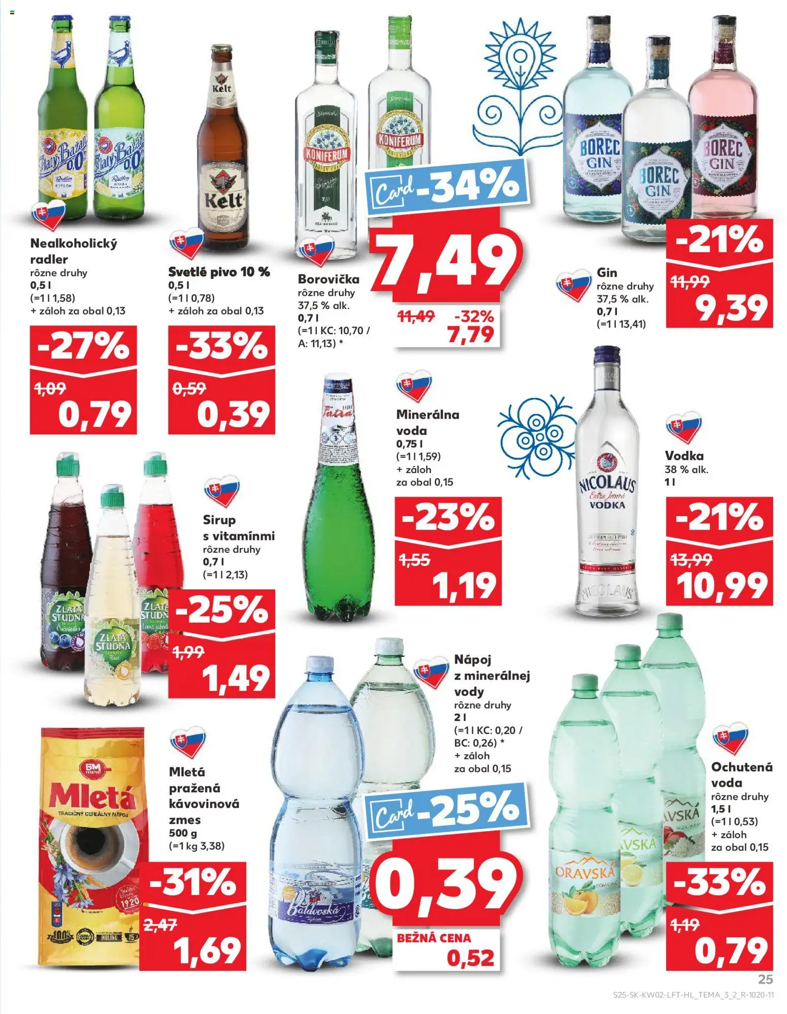 Náhľad Kaufland letáku platného od 08.01.2026 - Pivo, Borovička, Gin, Sirup, Radler, Kelt, Koniferum, Baldovská