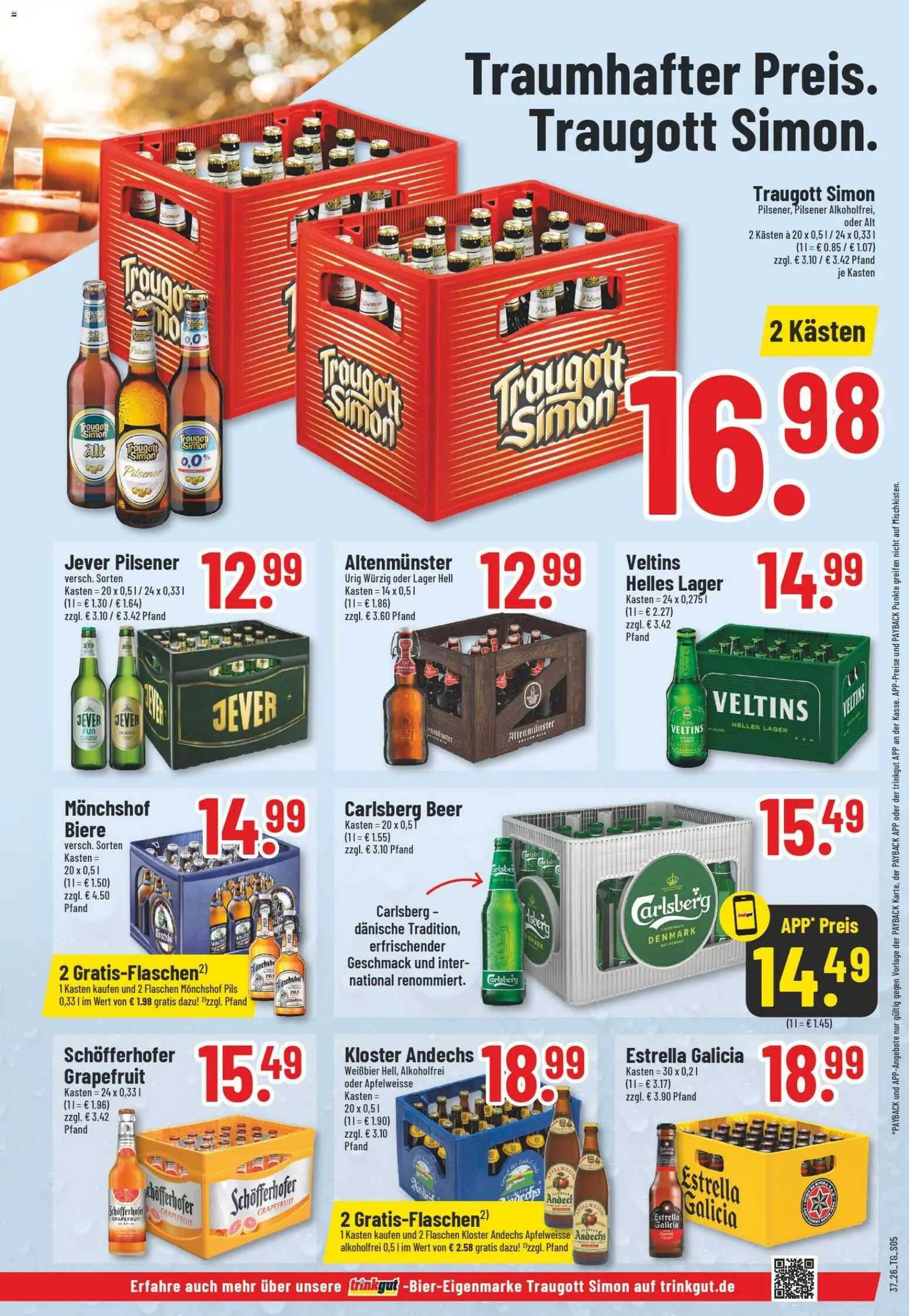 Vorschau von dem Prospekt des Geschäftes Trinkgut, gültig ab dem 07.09.2026 - Grapefruit, Jever, Veltins, Carlsberg, Weißbier, Monchshof, Pils