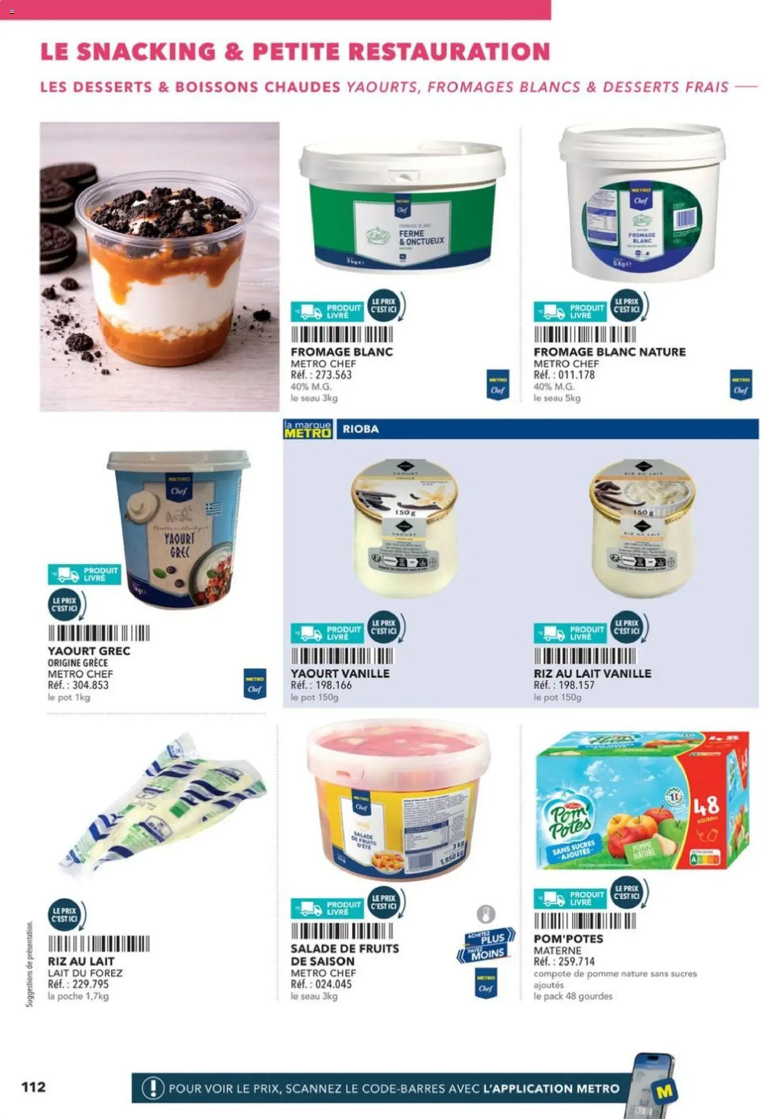 Prévisualisation de Boulangers Pâtissiers du magasin METRO formulaire valide 30/04/2026 - Livre, Fruits, Yaourt, Riz, Yaourt grec, Boissons, Fromage blanc nature, Pom'potes