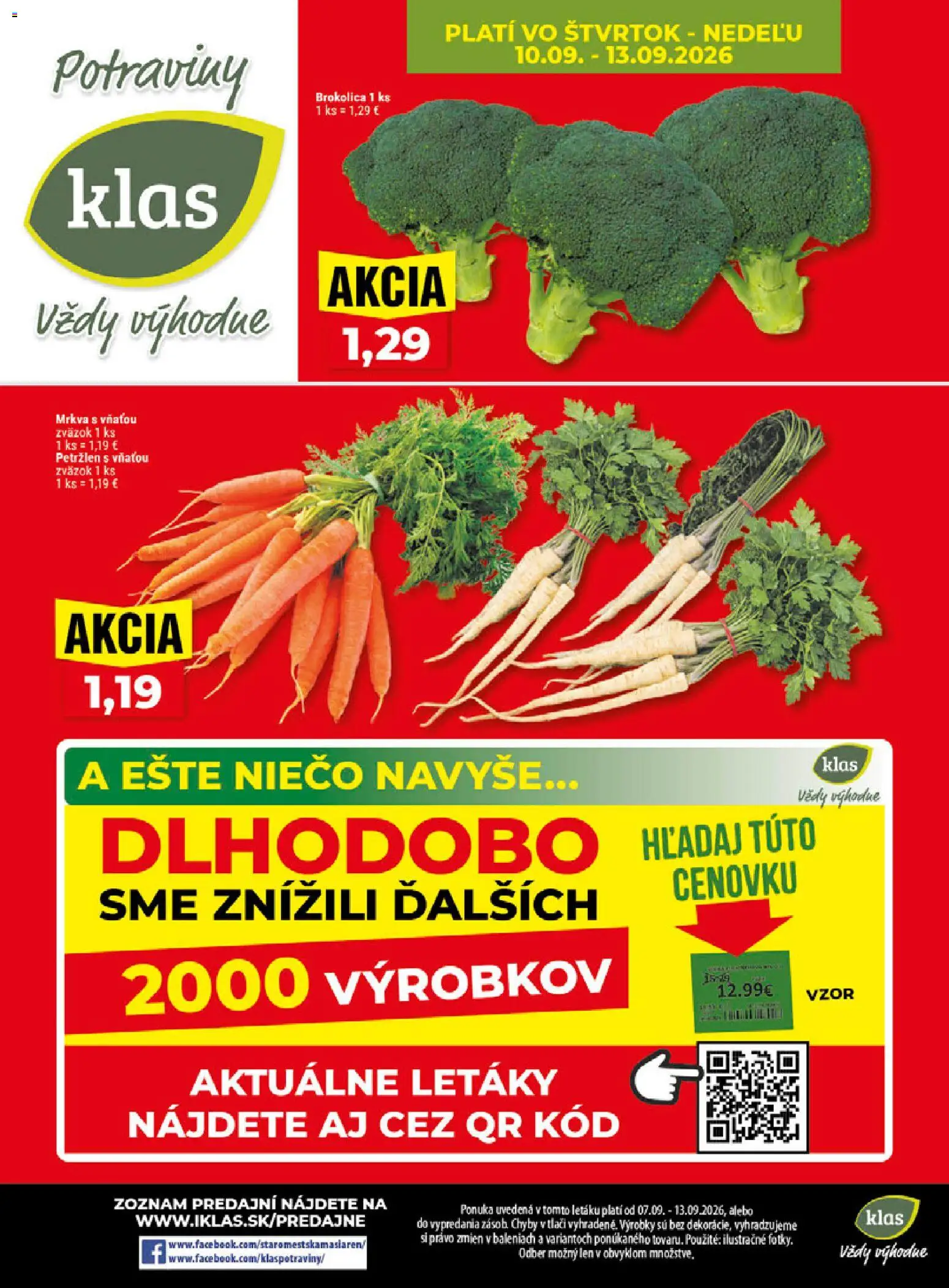 Náhľad Klas letáku platného od 07.09.2026 - Mrkva, Brokolica, Petržlen