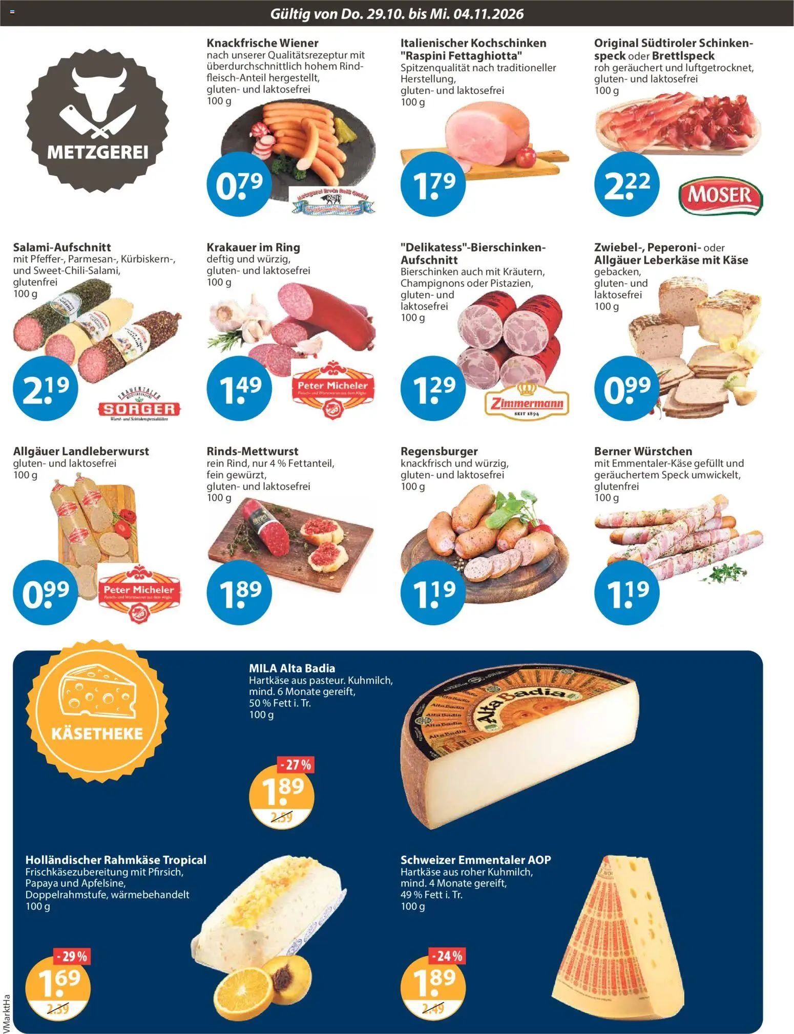Vorschau von dem Prospekt des Geschäftes V-Markt, gültig ab dem 29.10.2026 - Käse, Champignons, Schinken, Leberkase