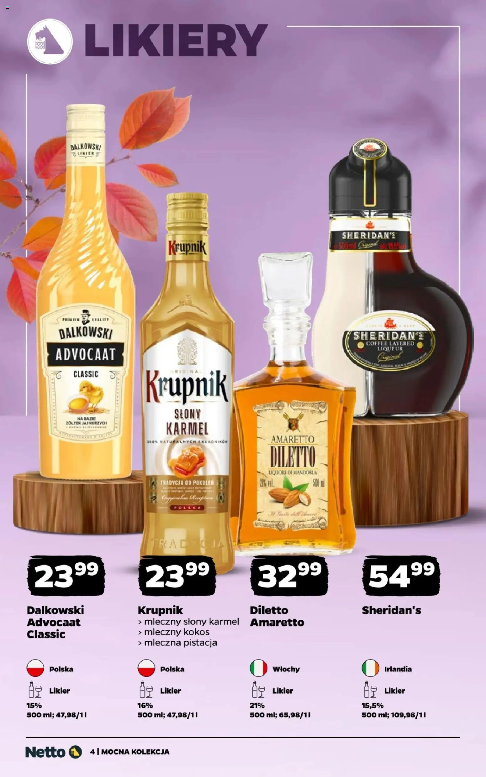 Pogląd gazetki "Netto gazetka - Mocne alkohole" ze sklepu Netto ważnej od 28.09.2026 - Krupnik, Amaretto, Kokos, Sheridan's, Słony karmel