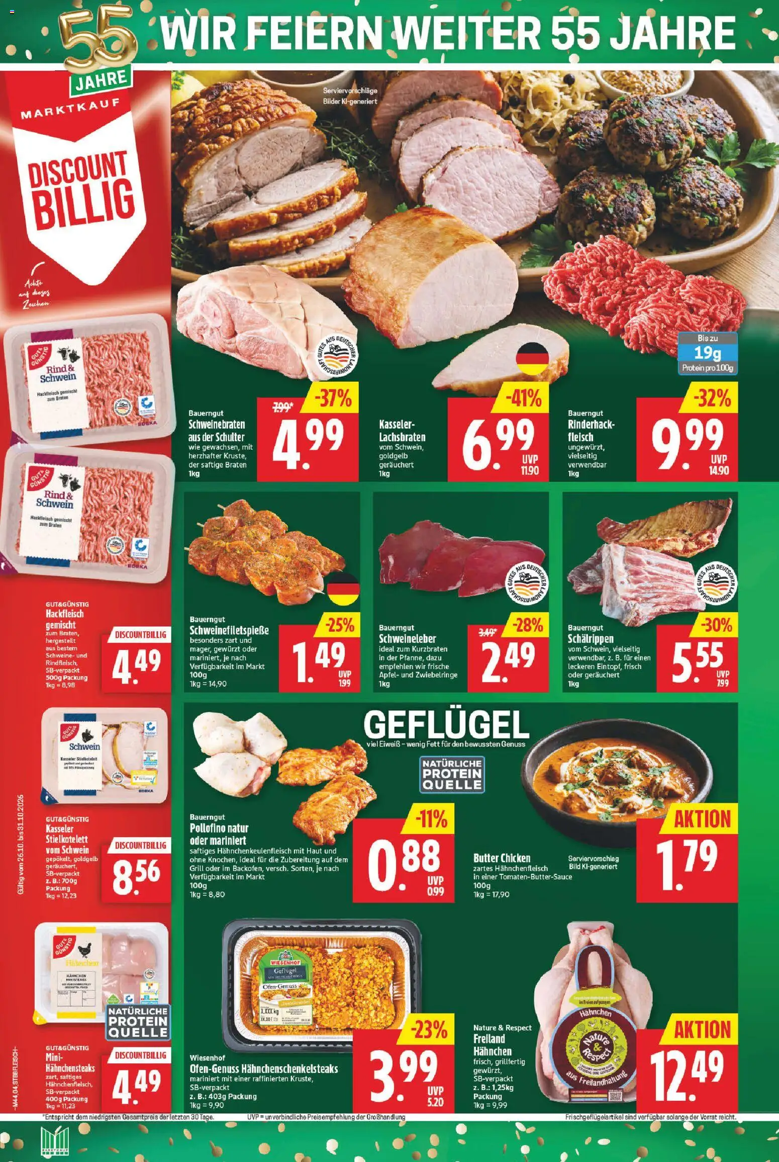 Vorschau von dem Prospekt des Geschäftes Marktkauf, gültig ab dem 26.10.2026 - Bilder, Butter, Äpfel, Grill, Fleisch, Schulter, Hahnchen, Bauerngut