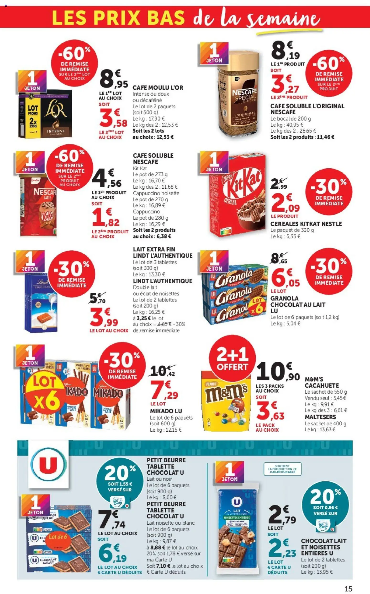 Prévisualisation de Hyper U catalogue du magasin Hyper U formulaire valide 08/09/2026 - Chocolat, Mikado, Granola, Cacao, Filtre, Café moulu, Chocolat au lait, M&M's peanut