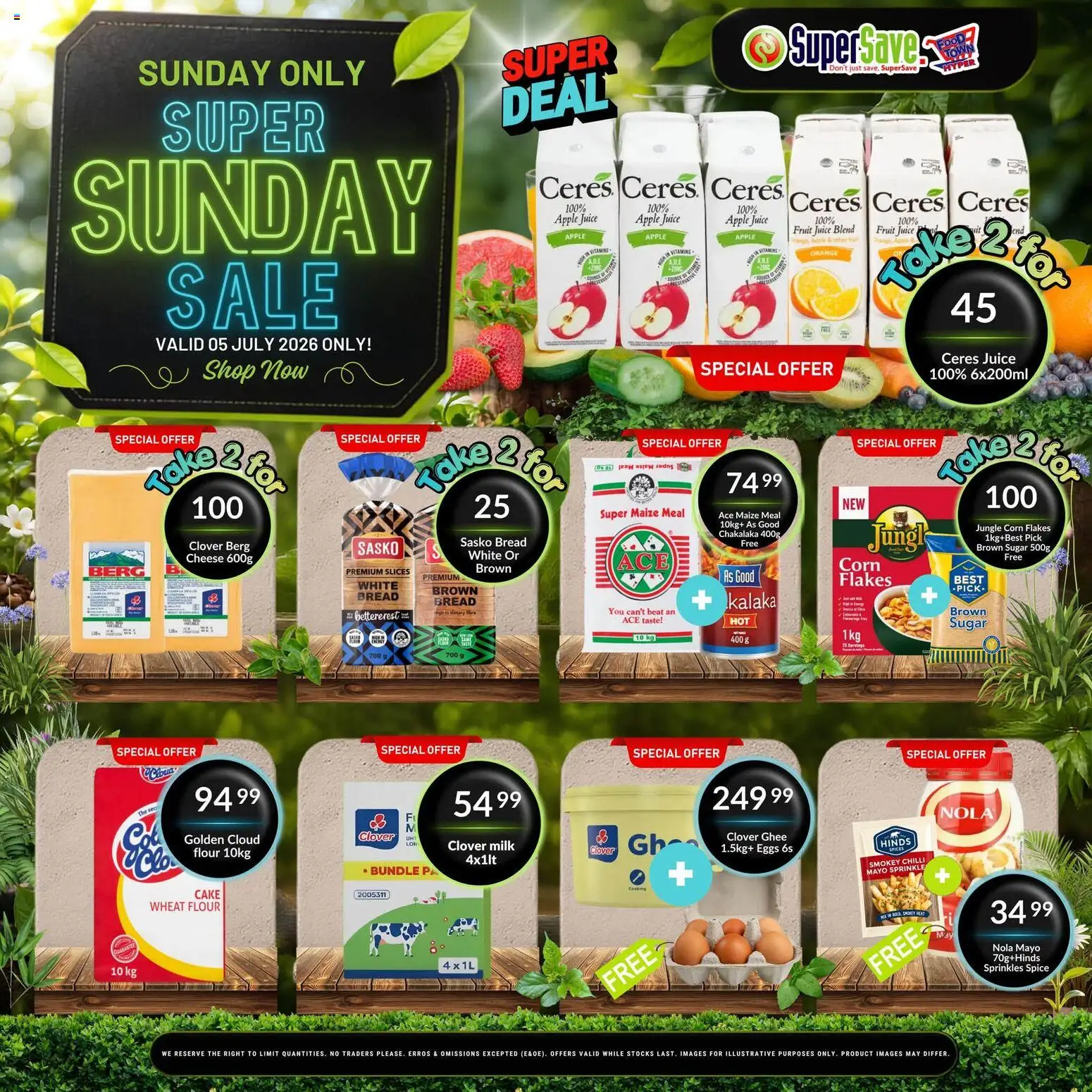 Preview of Super Save flyer valid from 05/07/2026 - Cake, Eggs, Cheese, Juice, Sugar, Corn, Flour, Flakes