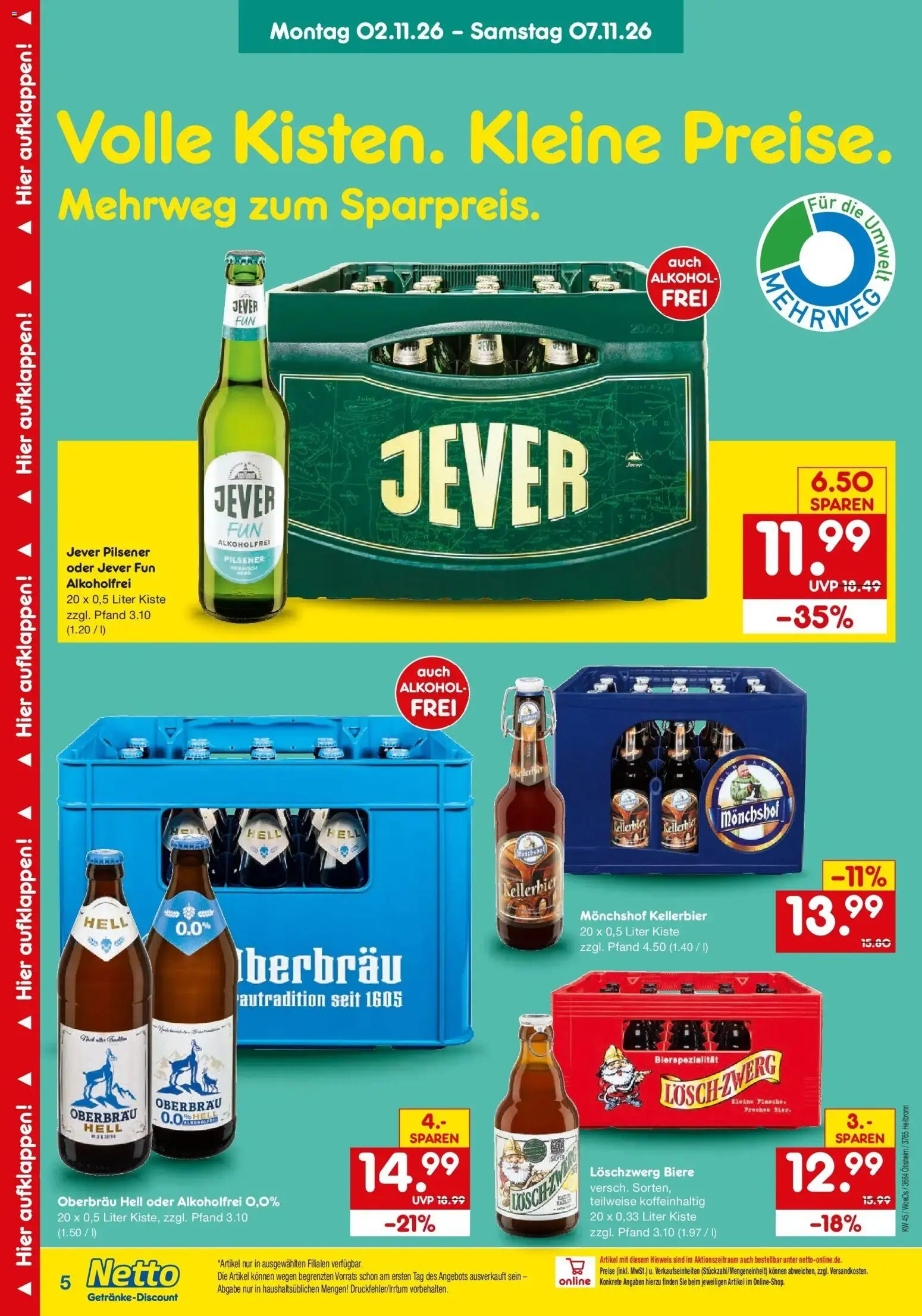 Vorschau von dem Prospekt des Geschäftes Netto Marken-Discount, gültig ab dem 02.11.2026 - Alkohol, Jever, Monchshof