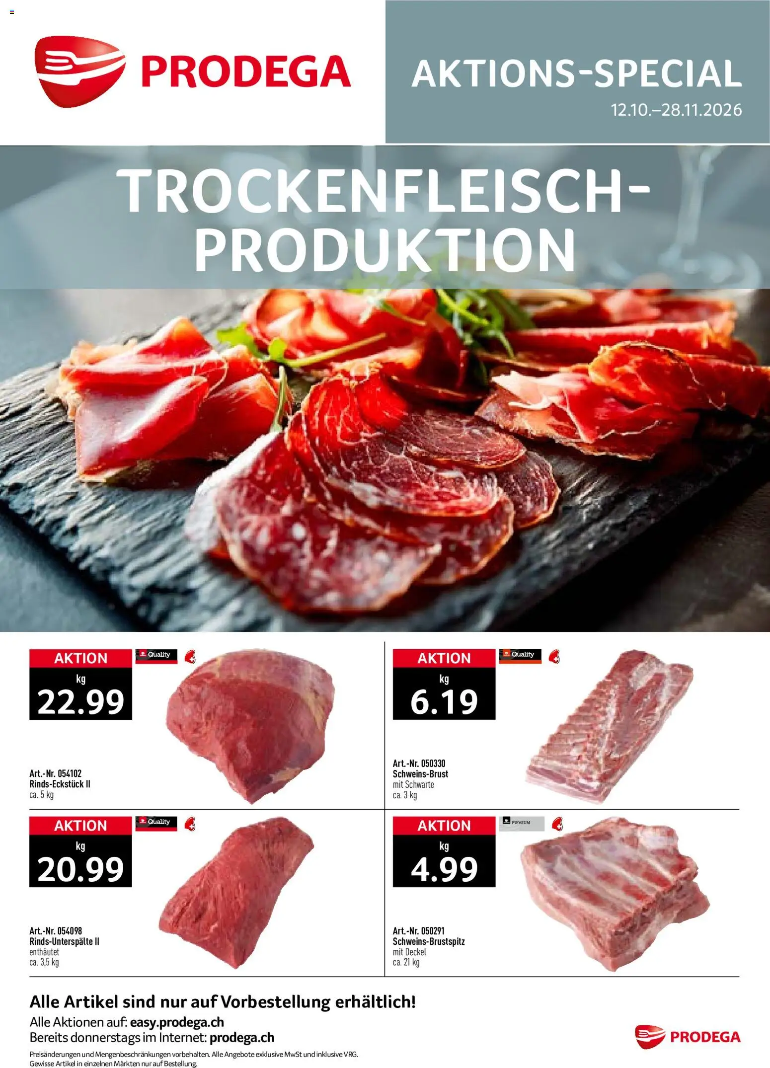 Vorschau des Merkblatts Prodega aktionen Trockenfleisch-Produktion vom Shop Prodega gültig von 12.10.2026 bis 28.11.2026 - Deckel