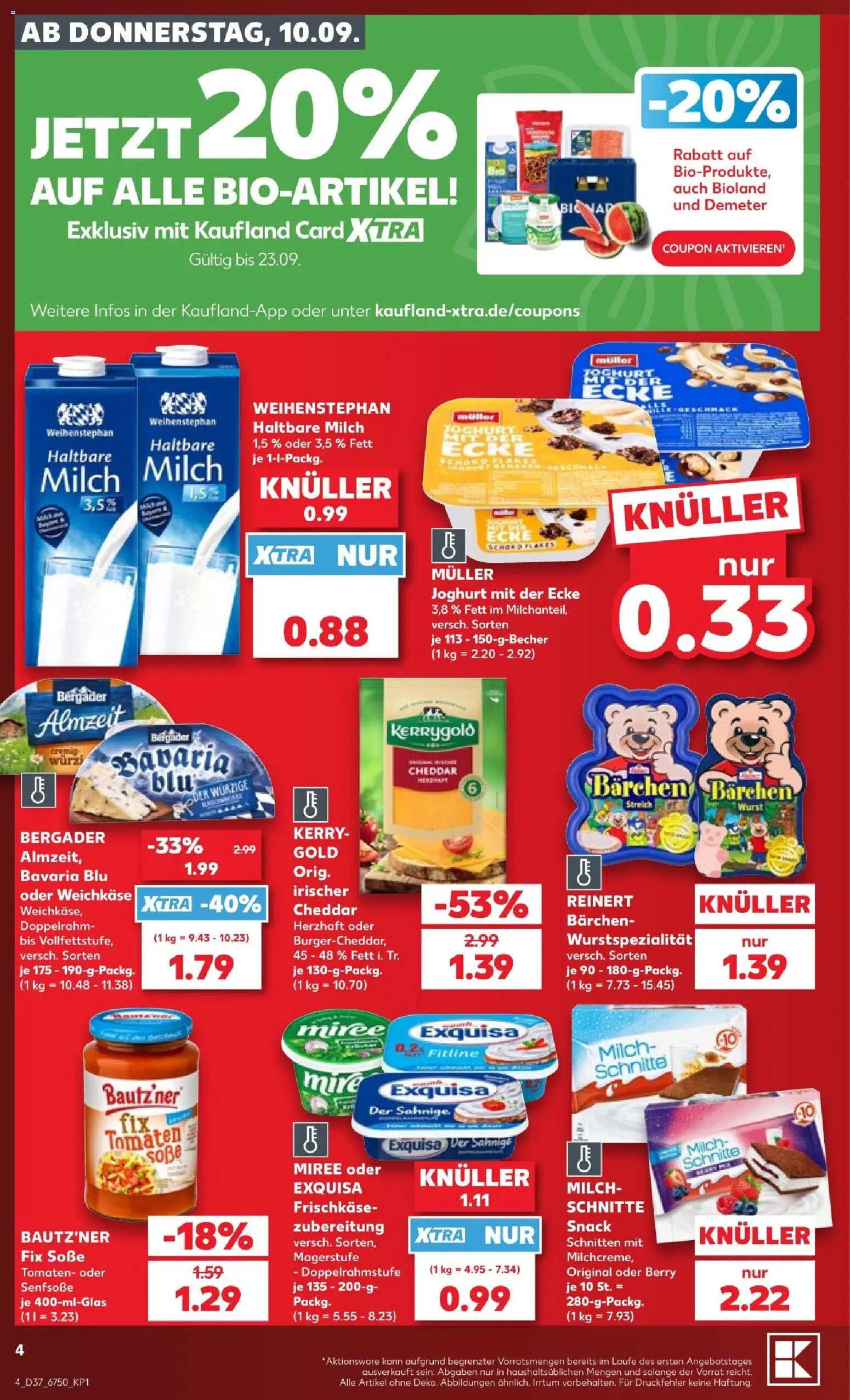 Vorschau von dem Prospekt des Geschäftes Kaufland, gültig ab dem 10.09.2026 - Wurst, Joghurt, Milch, Tomaten, Soße, Haltbare milch, Exquisa, Frischkase