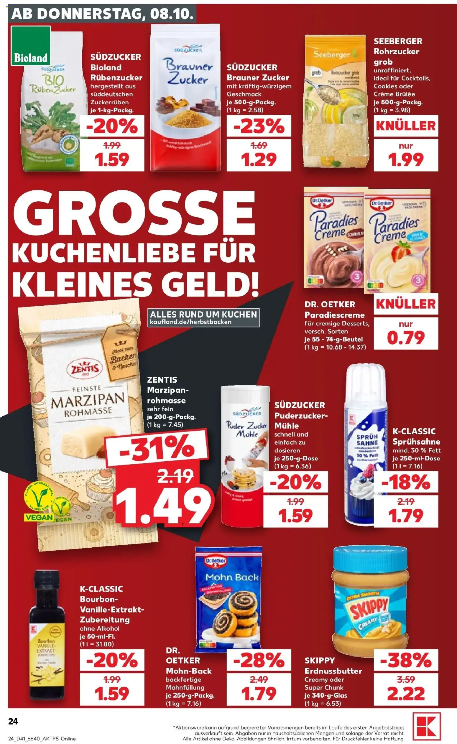 Vorschau von dem Prospekt des Geschäftes Kaufland, gültig ab dem 08.10.2026 - Creme brulee, Alkohol, Taschen, Zucker, Mühle, Sahne, Bourbon, Puder