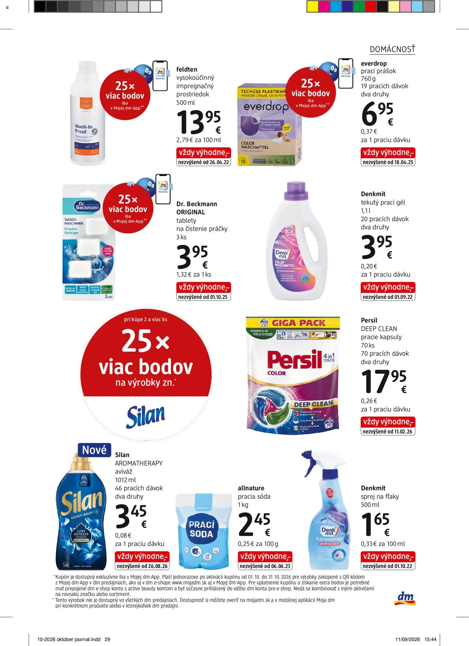 Náhľad dm drogerie letáku platného od 01.10.2026 - Práčky, Persil, Silan, Aviváž, Prací prášok, Prací gél