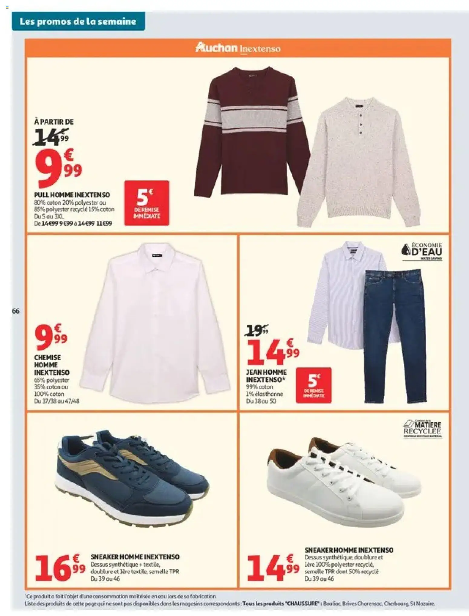 Prévisualisation de Auchan Ménage rentrée hypers du magasin Auchan formulaire valide 08/09/2026 - Sneakers, Pull homme, Jean, Pull, Jean homme, Chemise, Jeans, Coton
