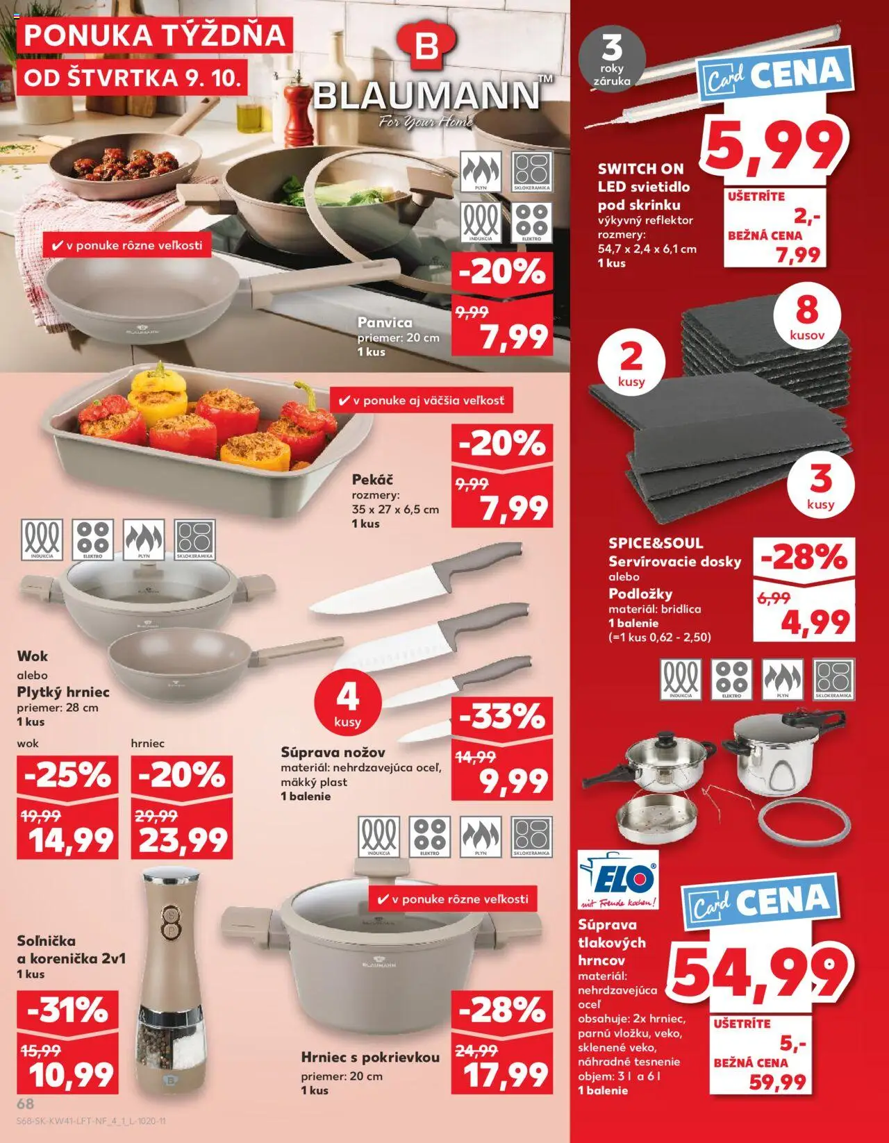 Náhľad Kaufland letáku platného od 09.10.2025 - Panvica, Led, Indukcia, Svietidlo, Reflektor