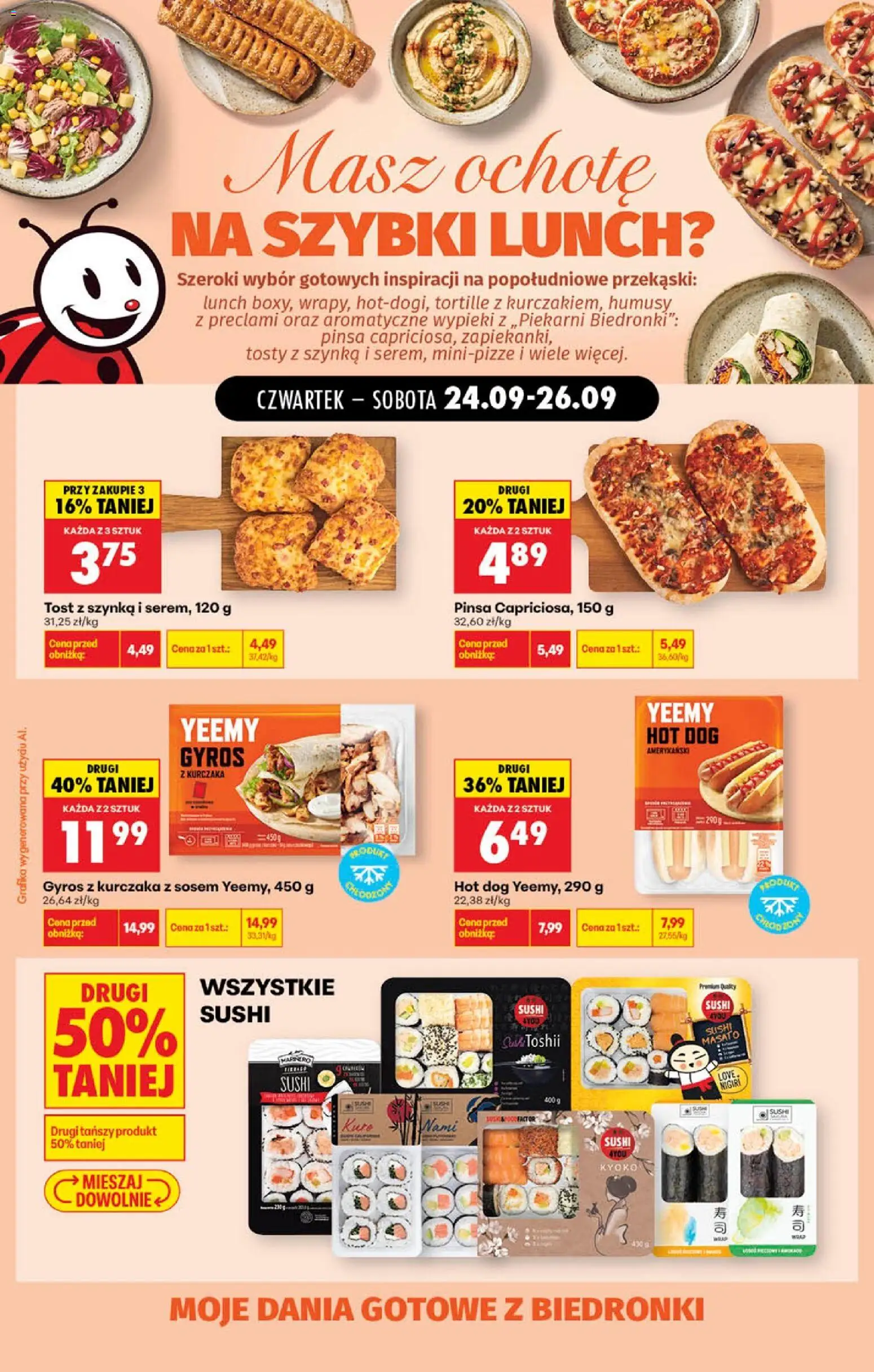 Pogląd gazetki "Biedronka gazetka - Szybki lunch" ze sklepu Biedronka ważnej od 24.09.2026