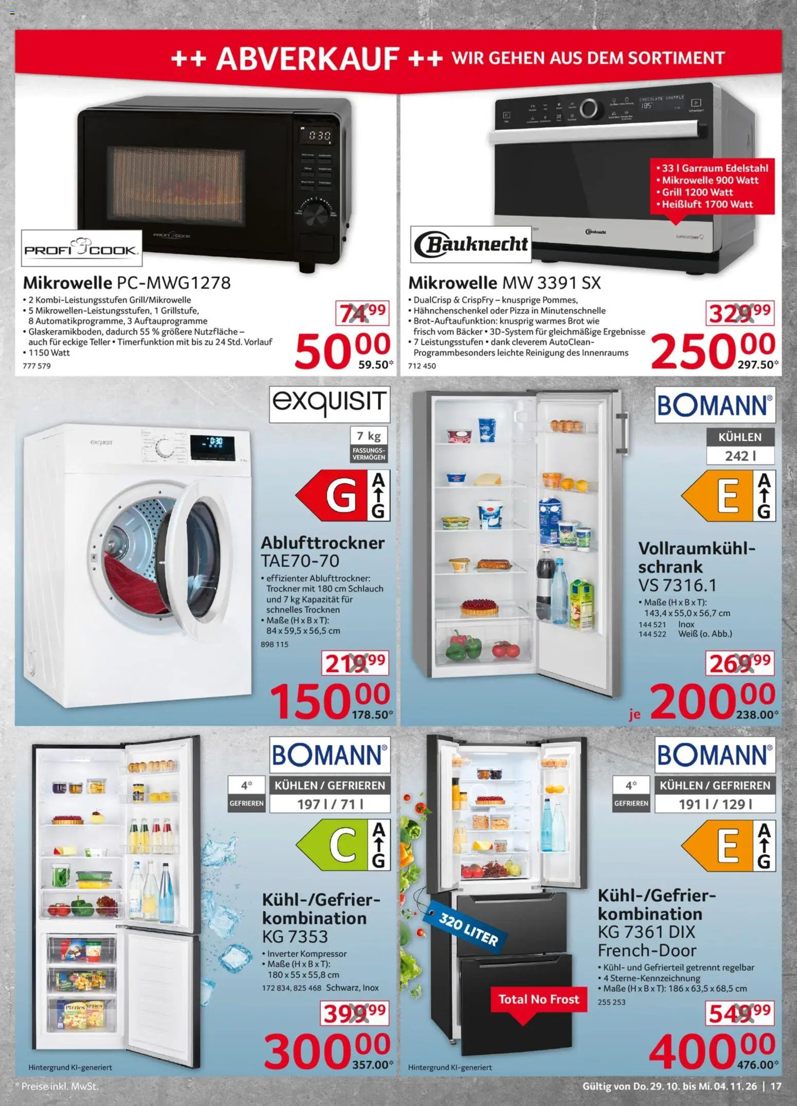 Vorschau von dem Prospekt des Geschäftes Selgros, gültig ab dem 29.10.2026 - Pizza, Mikrowelle, Grill, Trockner, Schrank, Brot, Hahnchenschenkel