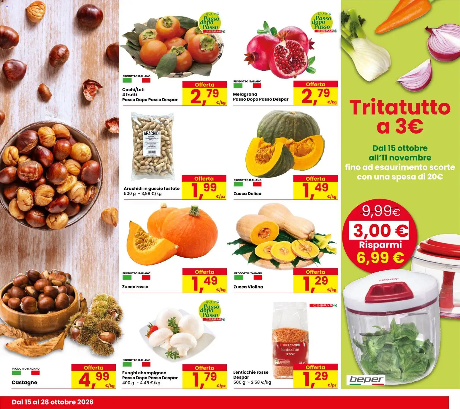 Anteprima dell'opuscolo Eurospar volantino Verona dal negozio Eurospar valido da 15/10/2026 - Funghi, Zucca, Lenticchie, Arachidi, Tritatutto, Lenticchie rosse