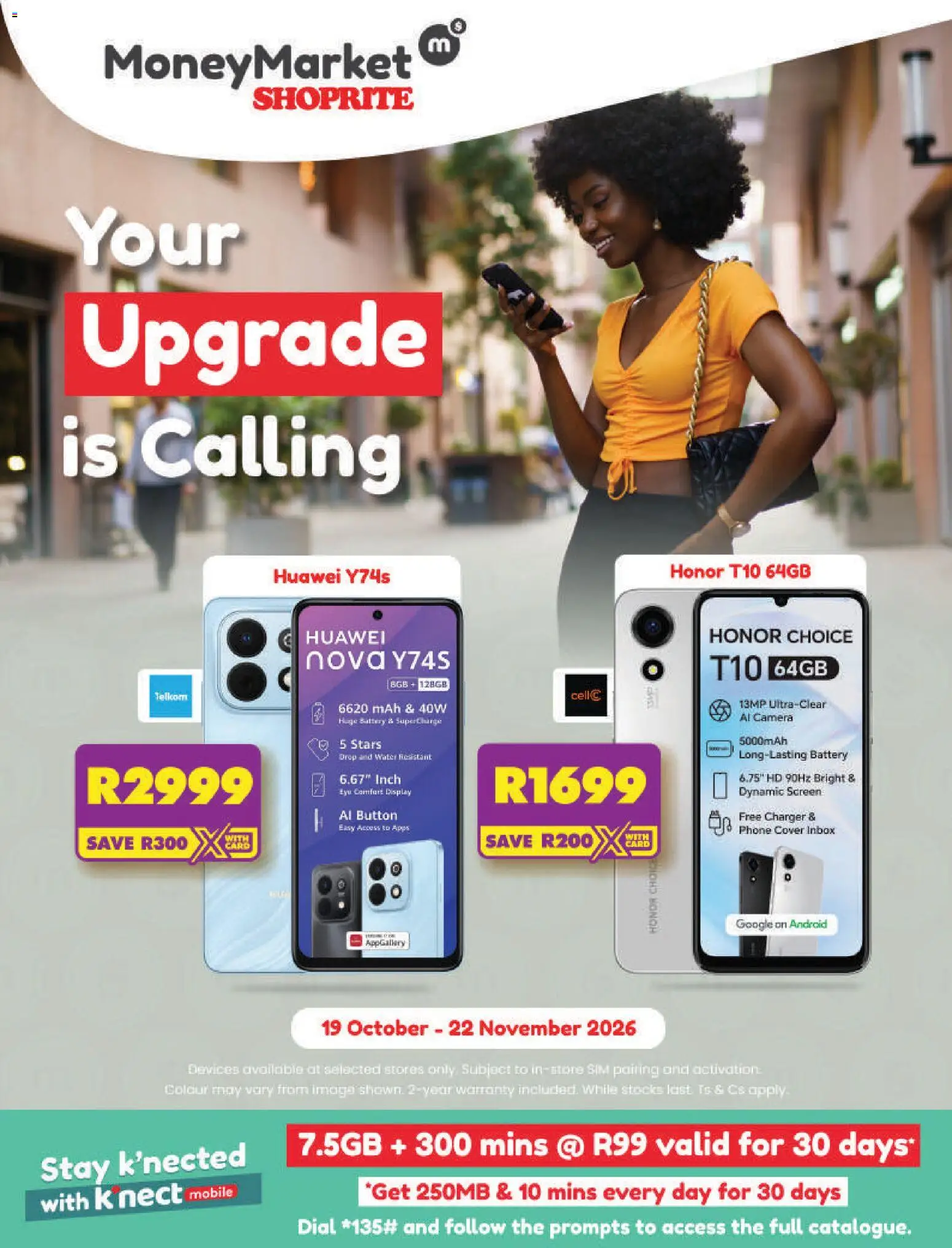 Preview of Shoprite flyer valid from 19/10/2026 - Water, Phone, Camera, Battery, Sim, Charger, Cover