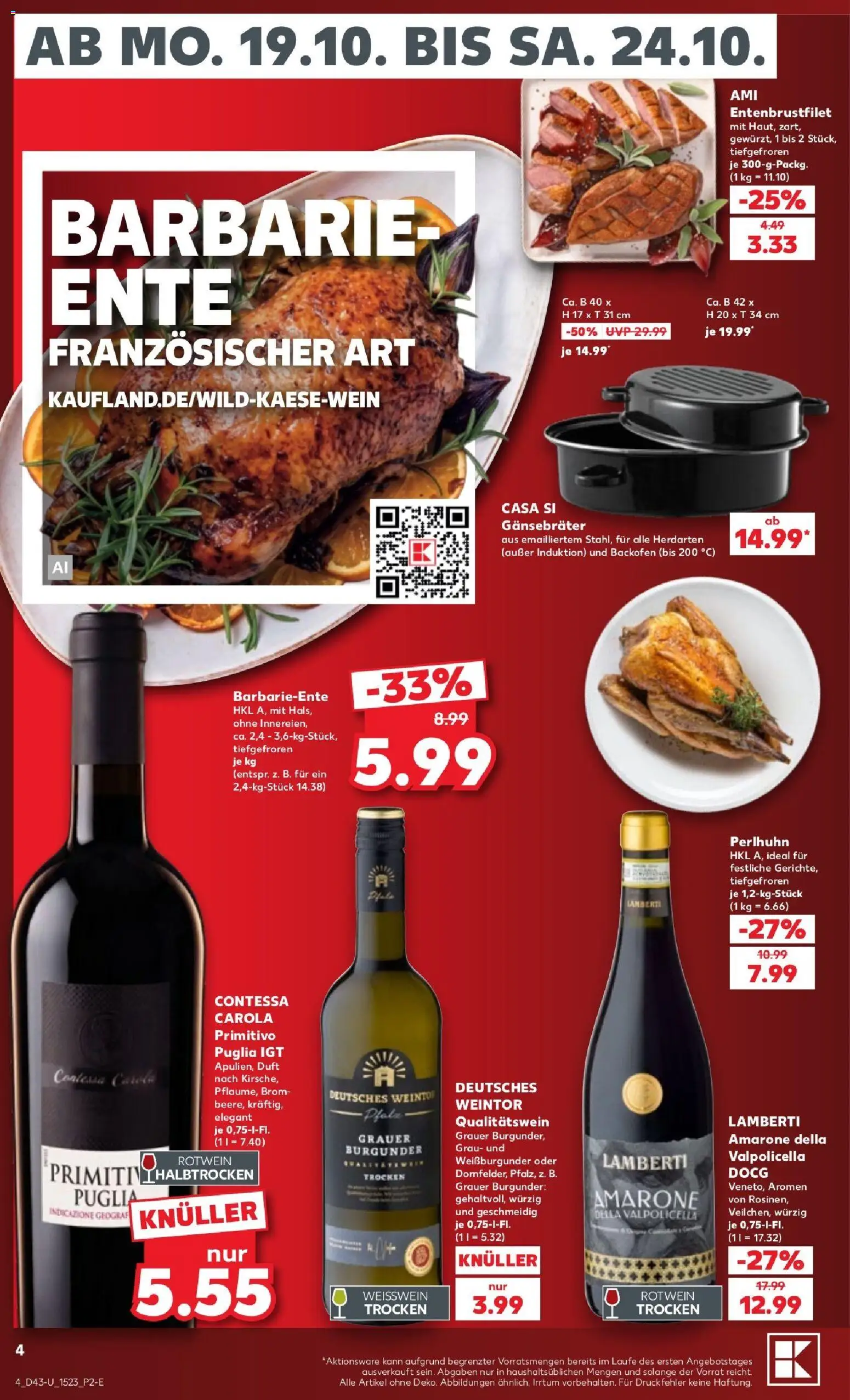Vorschau von dem Prospekt des Geschäftes Kaufland, gültig ab dem 19.10.2026 - Backofen, Ente, Weißwein, Rotwein, Duft, Rotwein trocken