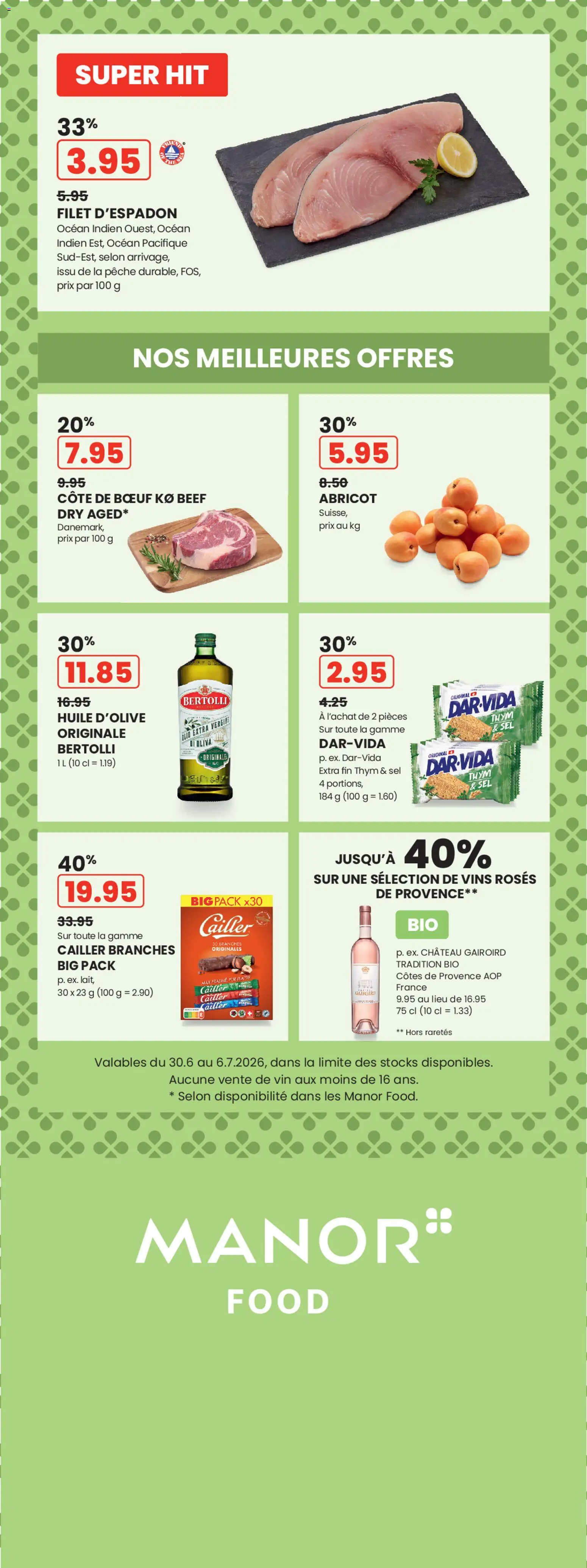 Vorschau des Merkblatts Manor aktionen FR vom Shop Manor gültig von 30.06.2026 bis 06.07.2026
