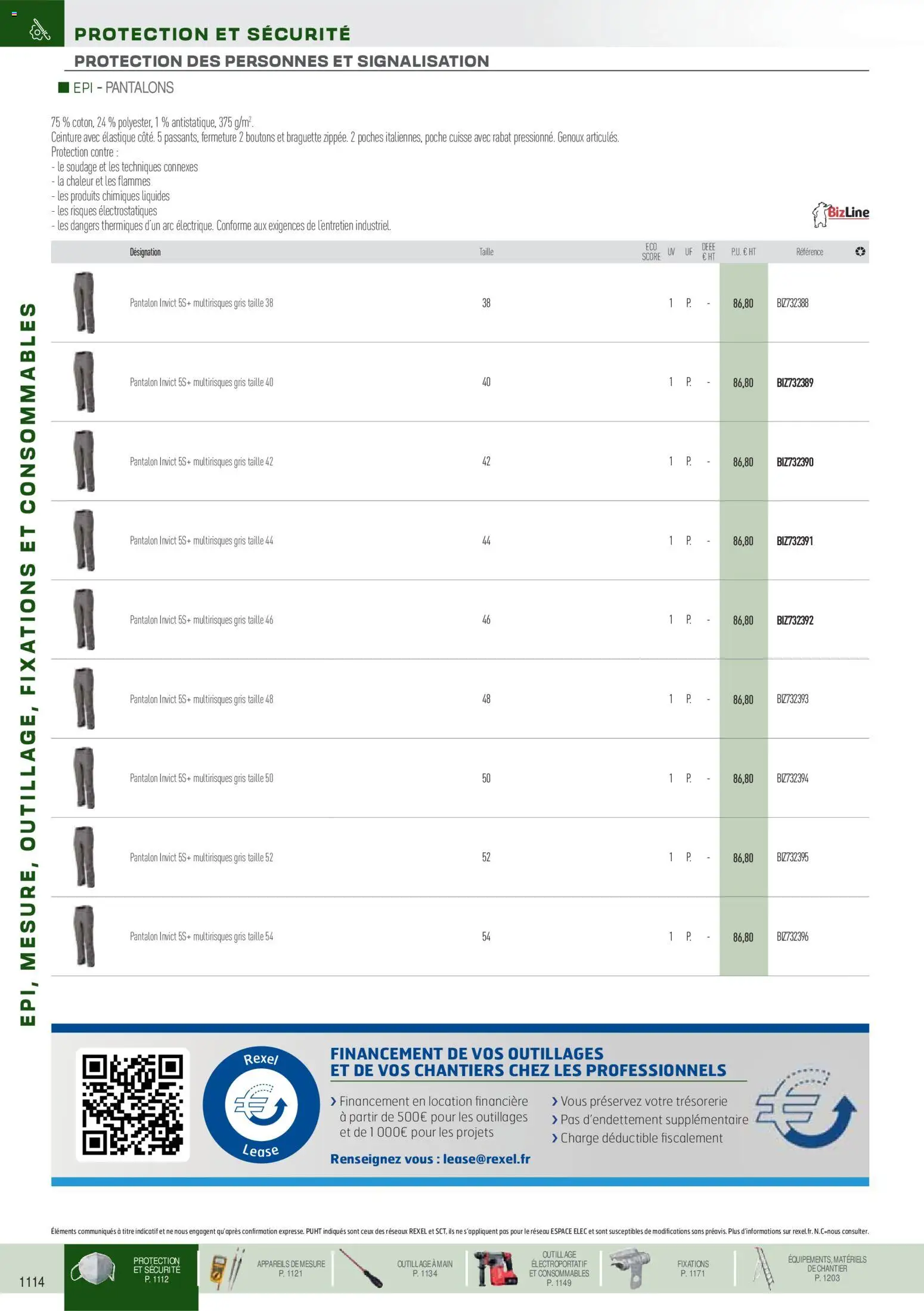 Prévisualisation de Brochure EPI, mesure, outillage, fixations et consommables du magasin Rexel formulaire valide 18/11/2025 - Pantalon, Ceinture, Cuisse