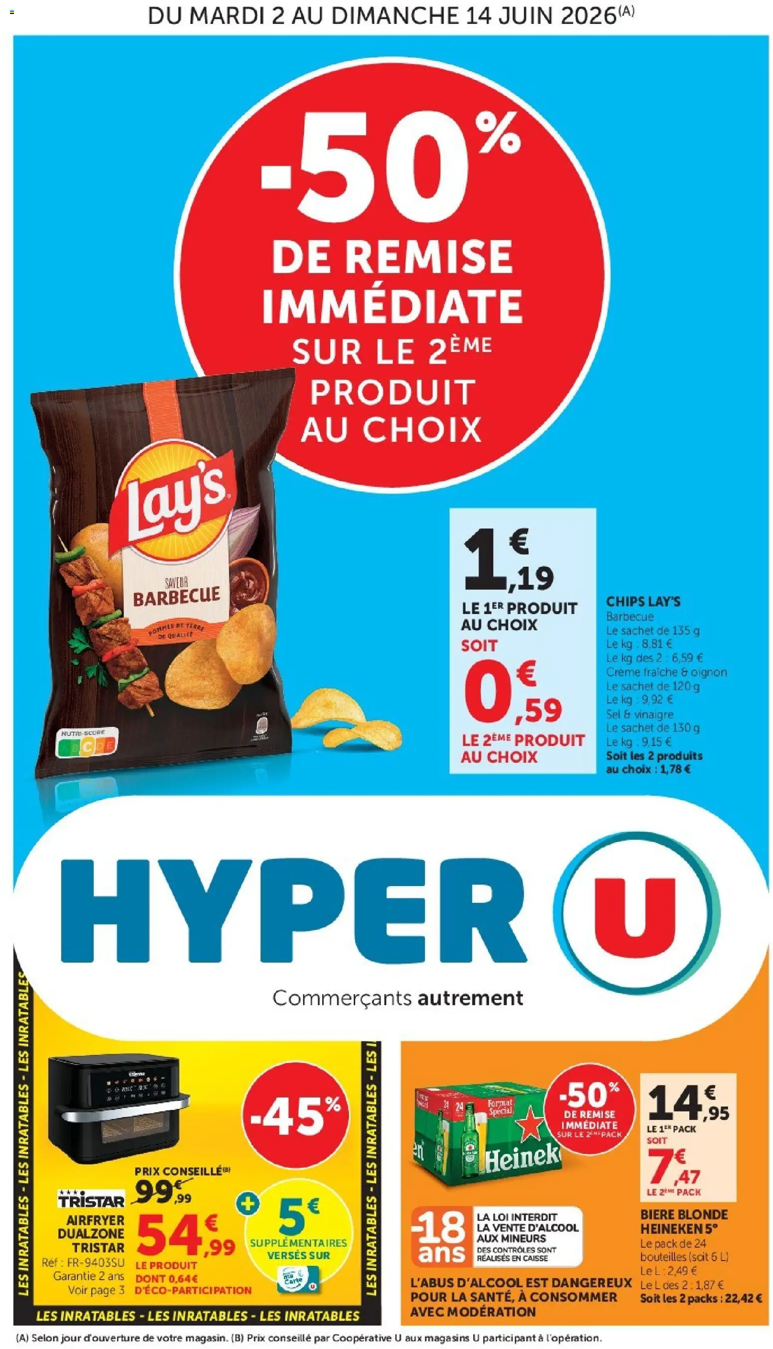 Prévisualisation de Hyper U - Les prix bas de la semaine du magasin Hyper U formulaire valide 02/06/2026 - Barbecue, Bière, Pommes de terre, Chips, Crème, Sel, Vinaigre, Pommes