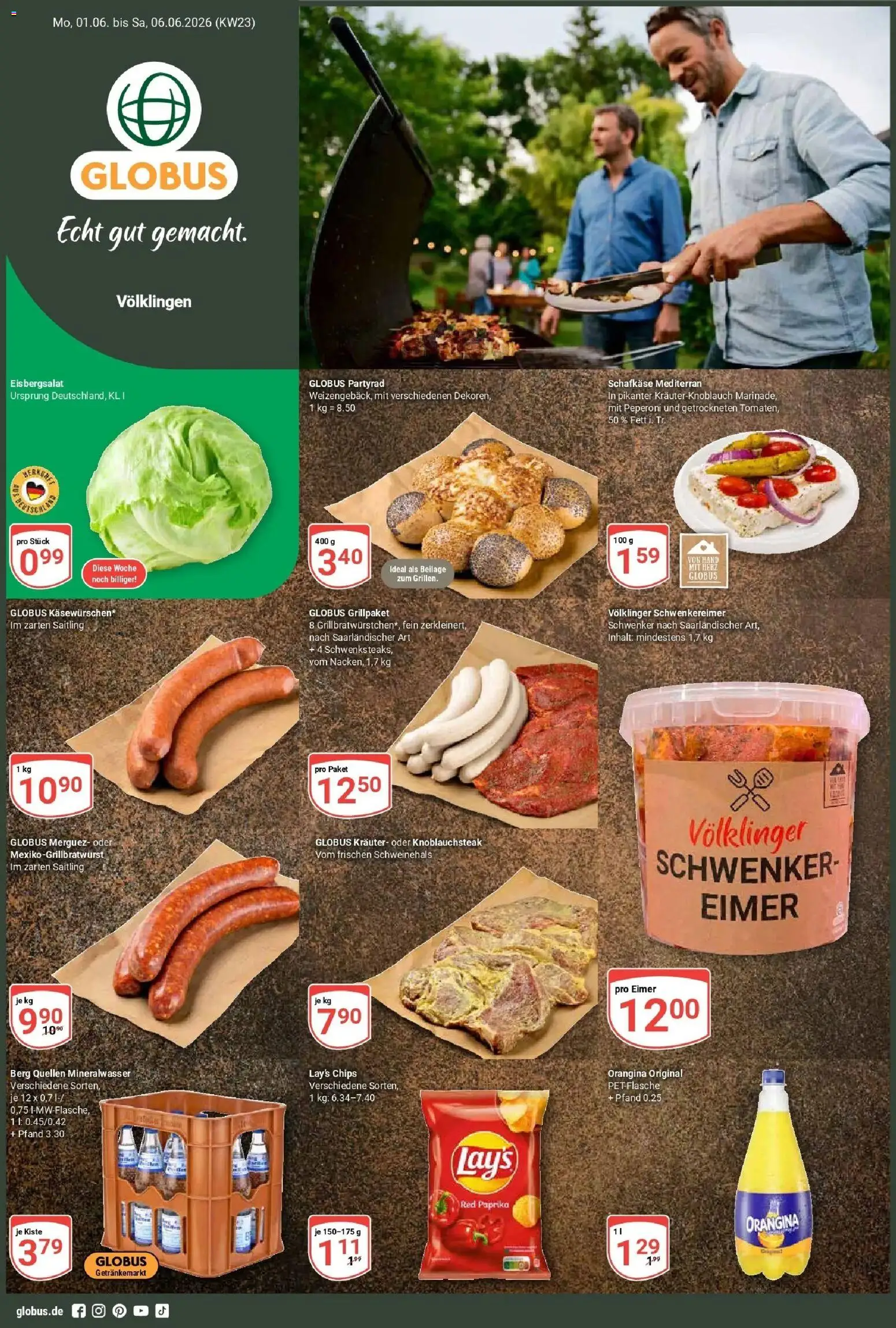 Vorschau von dem Prospekt des Geschäftes Globus, gültig ab dem 01.06.2026 - Chips, Mineralwasser, Paprika, Eisbergsalat