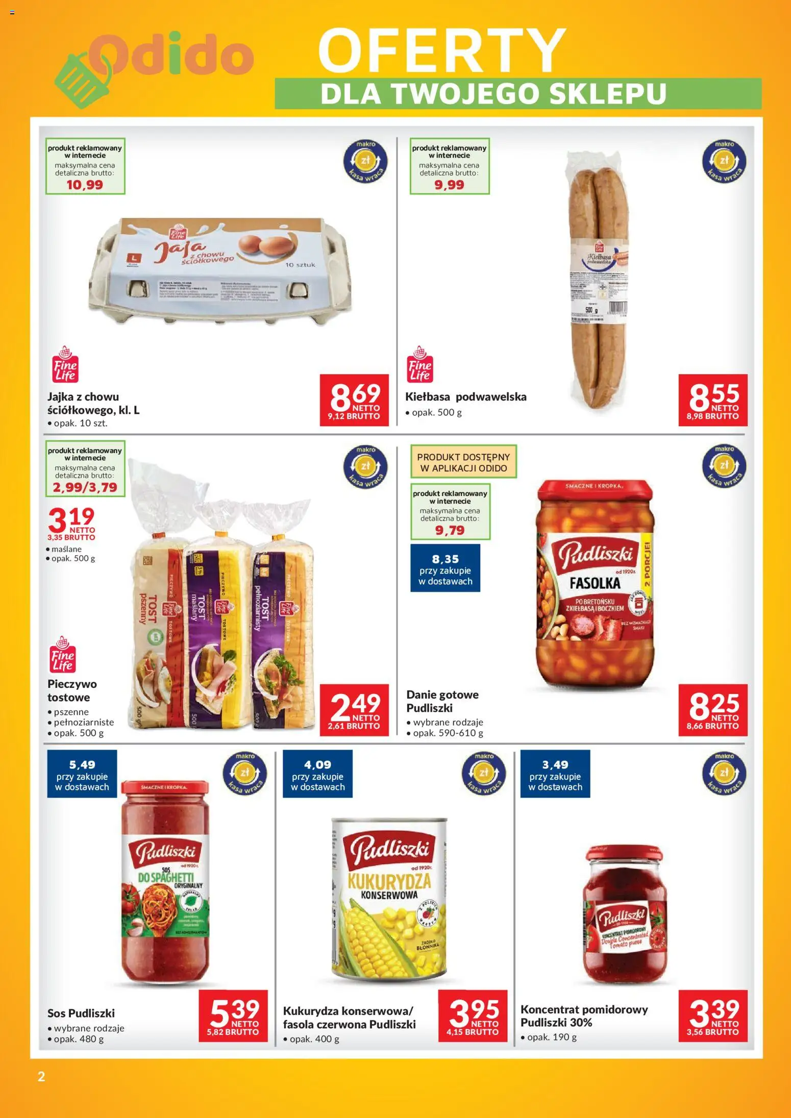 Pogląd gazetki "Makro gazetka - Odido Oferty dla Twojego sklepu" ze sklepu Makro ważnej od 09.10.2026 - Kukurydza, Kiełbasa, Jajka, Fasola, Pieczywo, Jaja, Fasola czerwona, Kiełbasa podwawelska