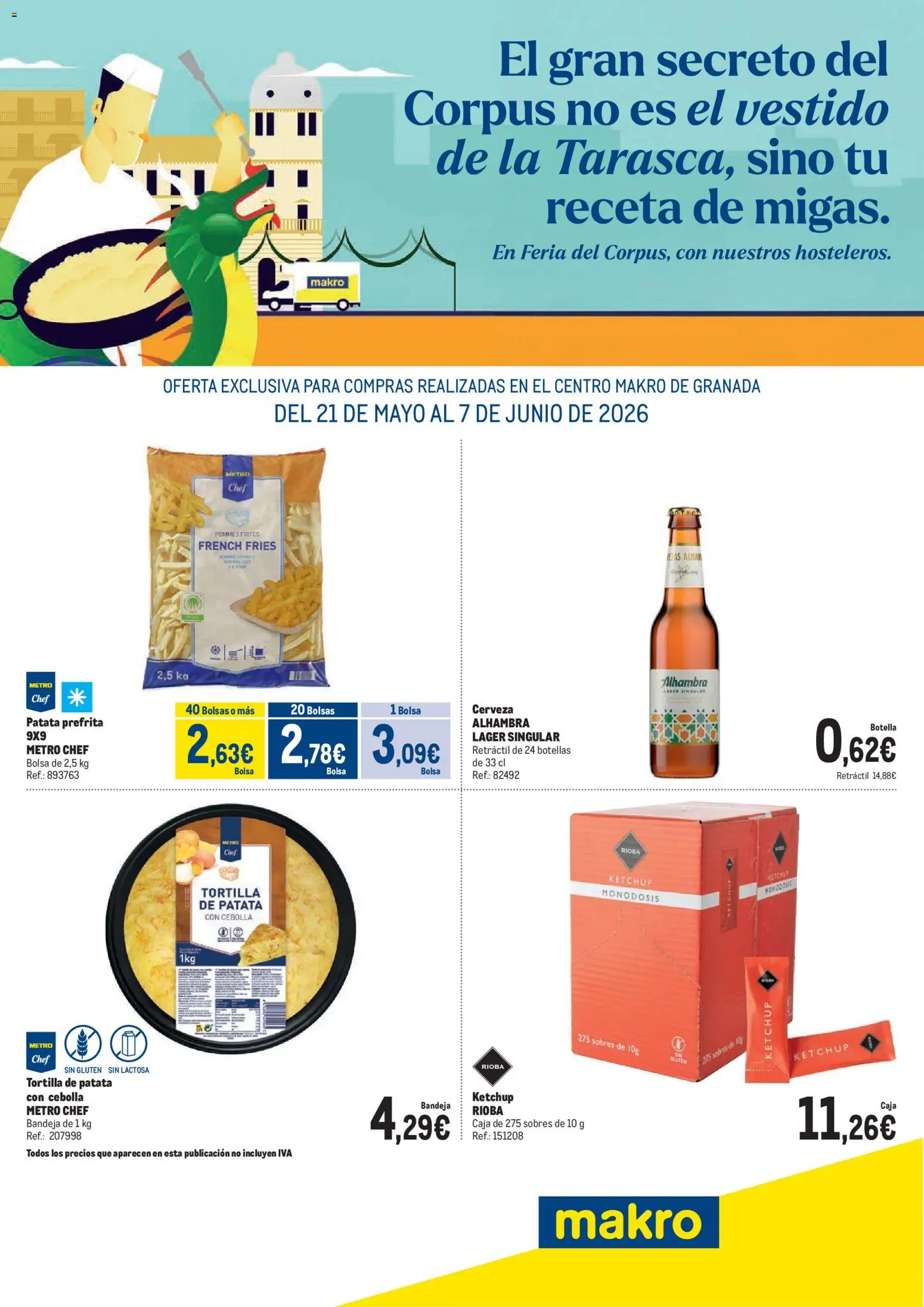 Vista previa del folleto de la tienda Makro válido desde el 21/05/2026 - Granada, Bolsa, Cerveza, Cebolla, Caja, Bandeja, Kétchup