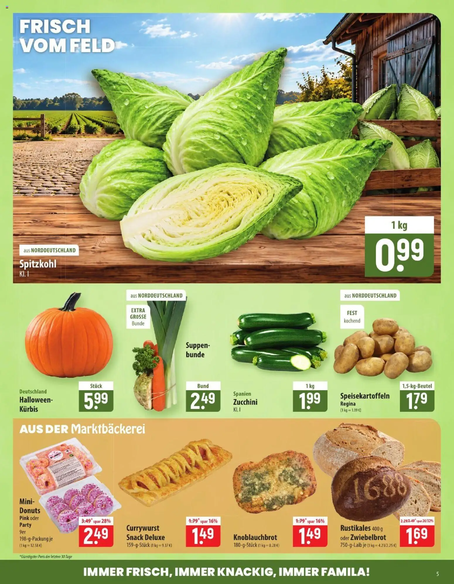 Vorschau von dem Prospekt des Geschäftes Famila, gültig ab dem 26.10.2026 - Zucchini, Donuts, Kürbis