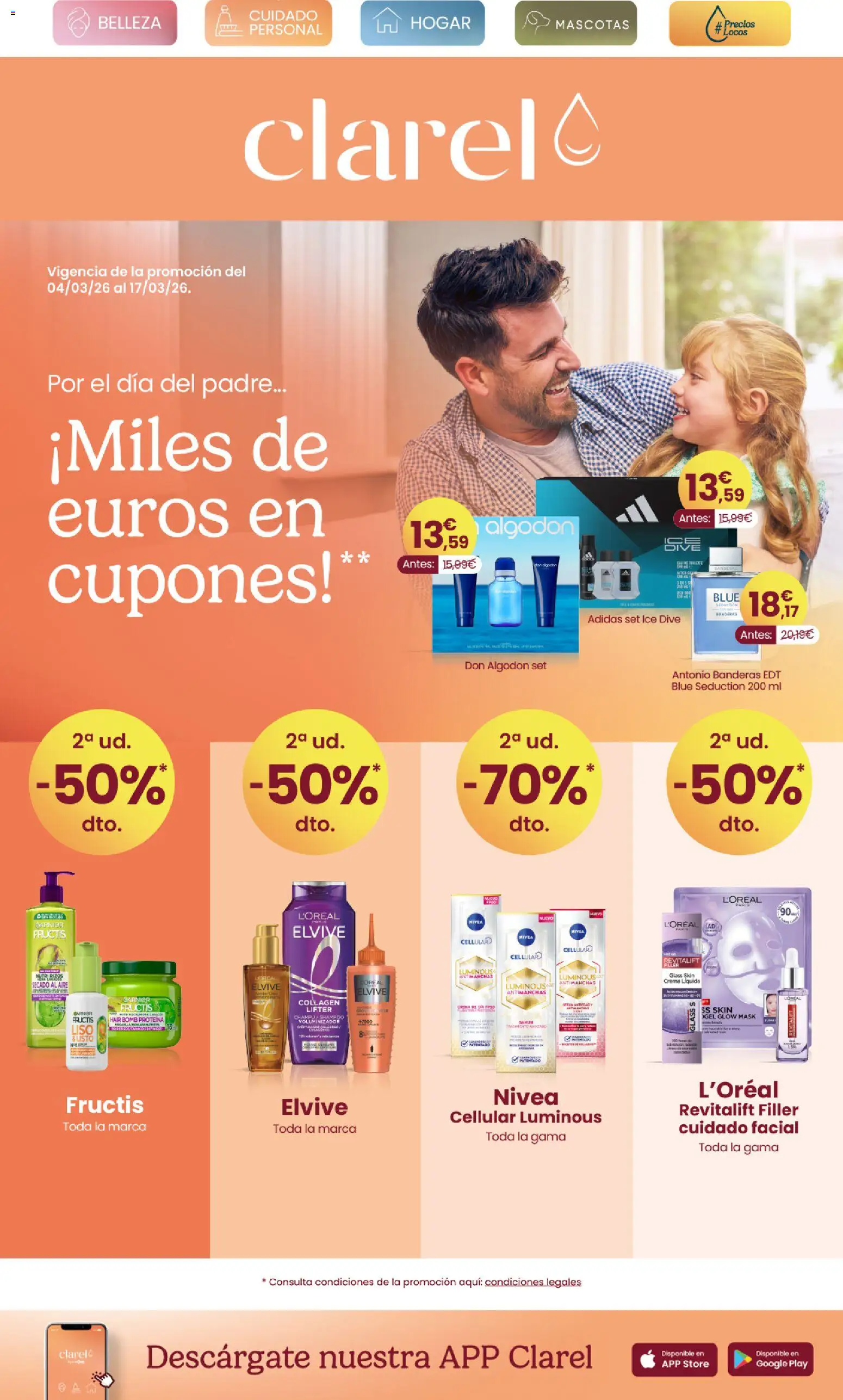Vista previa del folleto de la tienda Clarel válido desde el 04/03/2026 - Proteína, Crema, Sérum, Champú, Algodón
