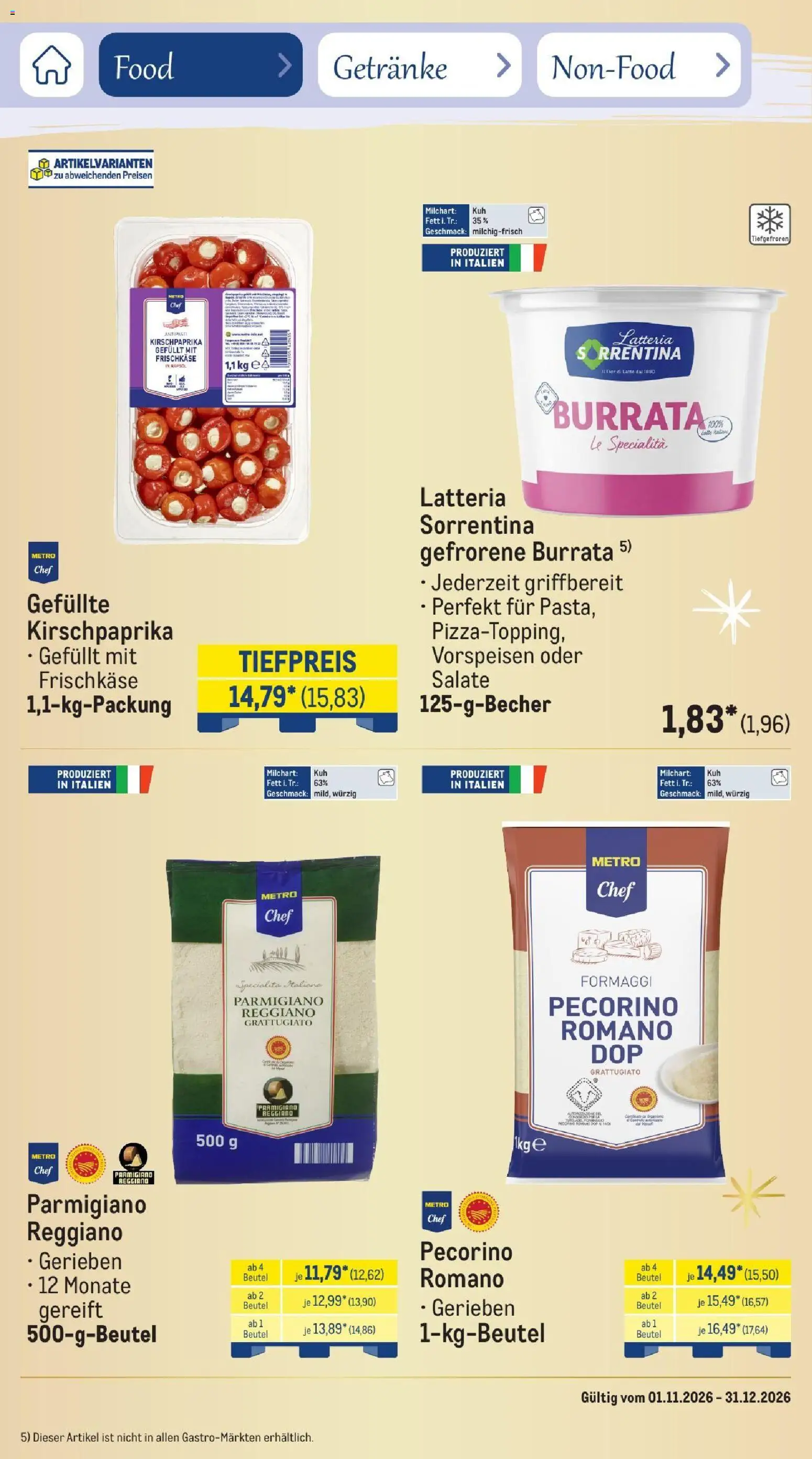 Vorschau von dem Prospekt des Geschäftes Metro, gültig ab dem 01.11.2026 - Burrata, Rapsöl, Frischkase