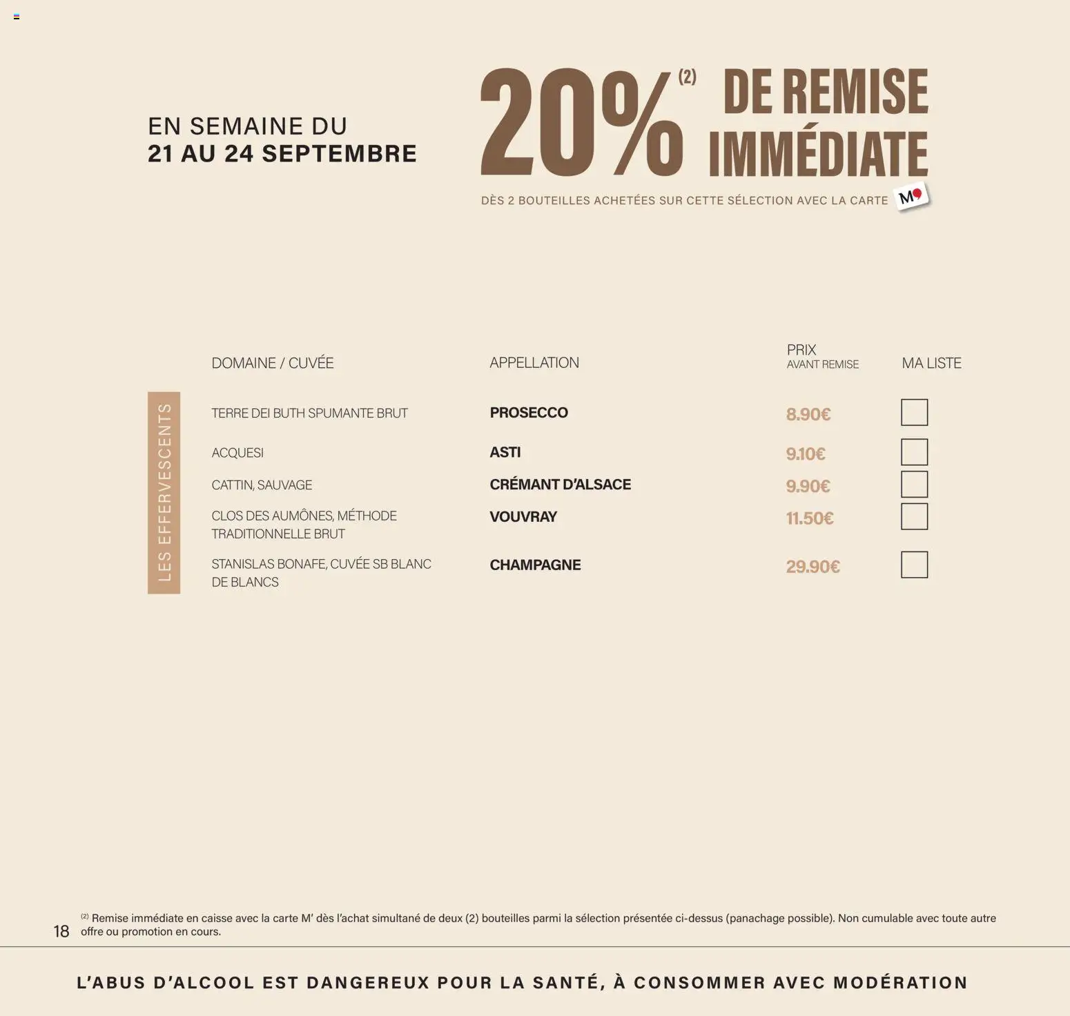 Prévisualisation de Monoprix - Calendrier foire aux vins du magasin Monoprix formulaire valide 11/09/2026 - Champagne, Prosecco, Crémant, Crémant d'alsace