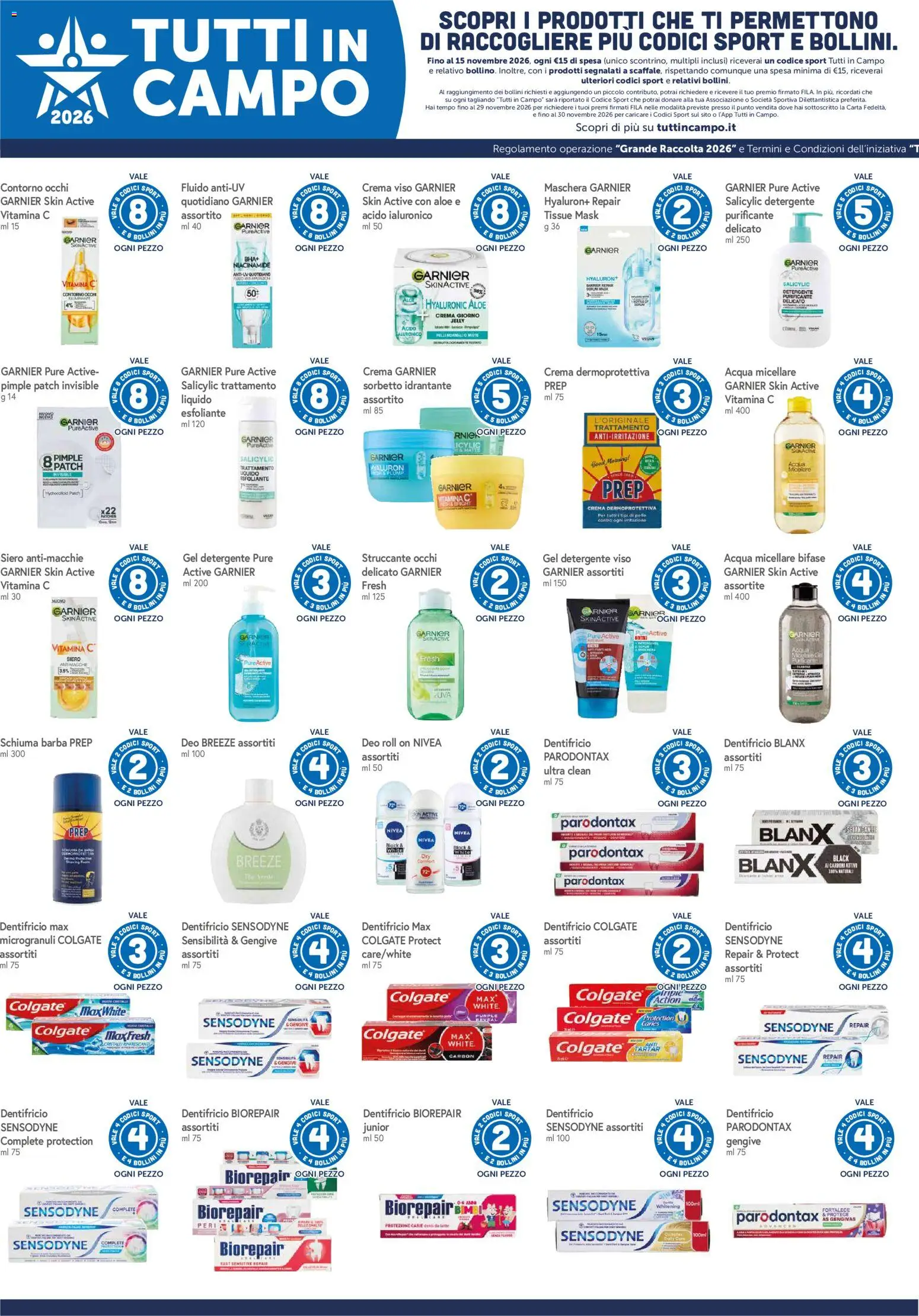 Anteprima dell'opuscolo Famila volantino Grande Raccolta Fila dal negozio Famila valido da 31/08/2026 - Crema, Latte, Maschera, Crema viso, Dentifricio, Detergente, Schiuma, Struccante