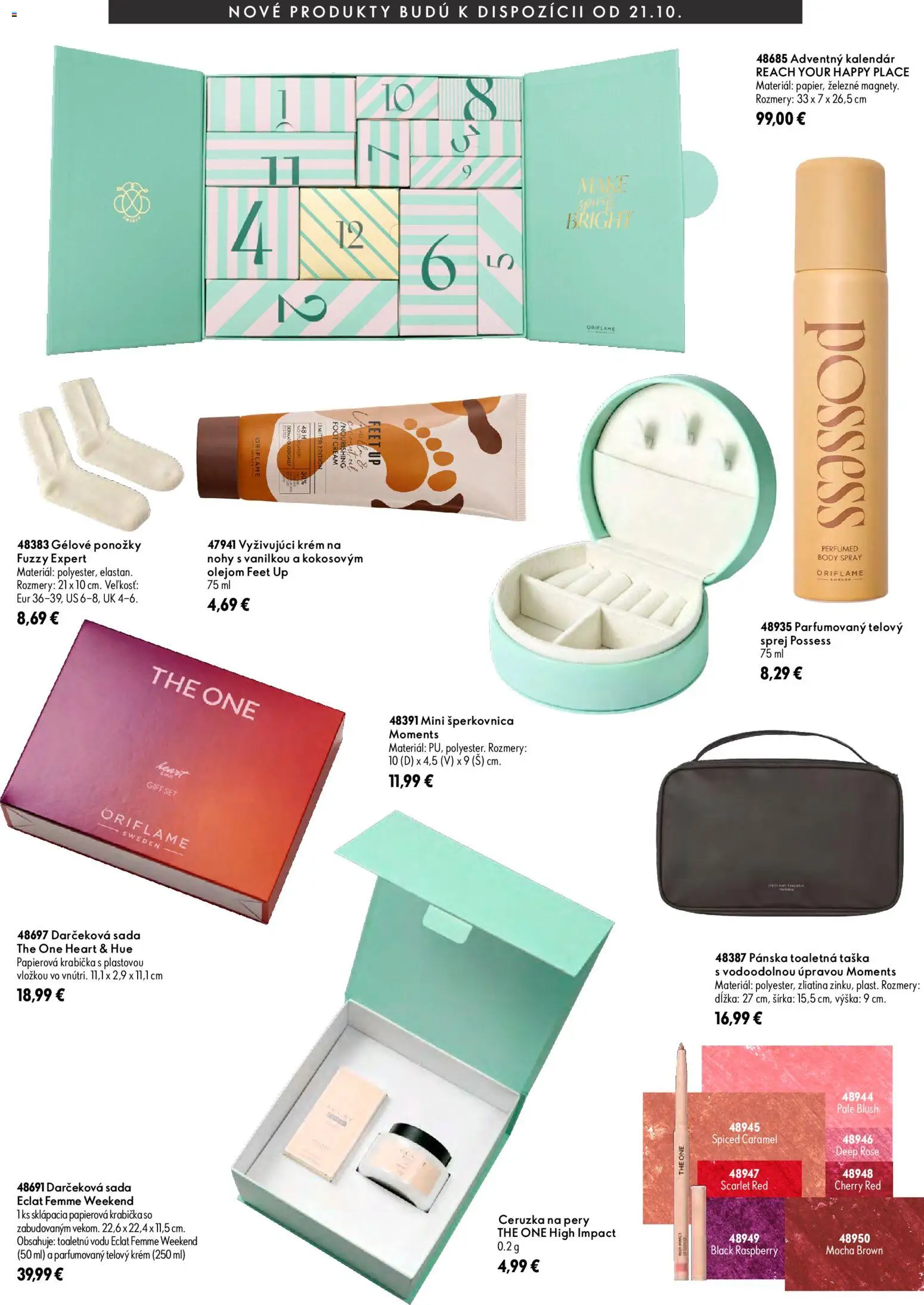 Náhľad Oriflame letáku platného od 21.10.2026 - Adventný kalendár, Ponožky, Taška, Ceruzka, Mocha, Krém, Telový krém