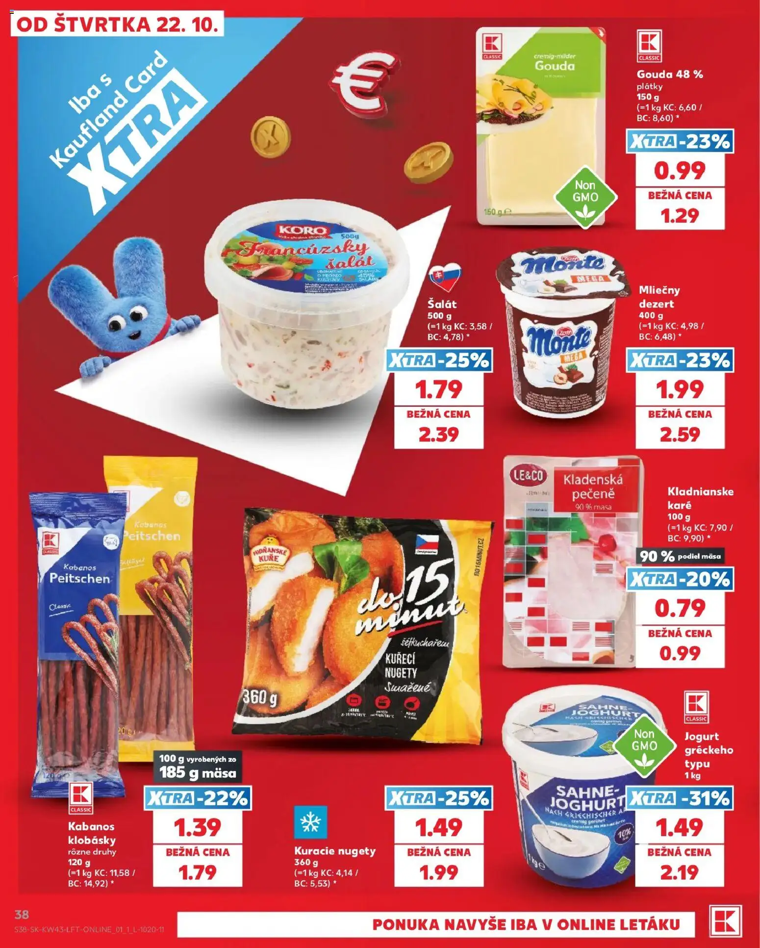 Náhľad Kaufland letáku platného od 22.10.2026 - Šalát, Dezert, Jogurt, Kabanos, Gouda