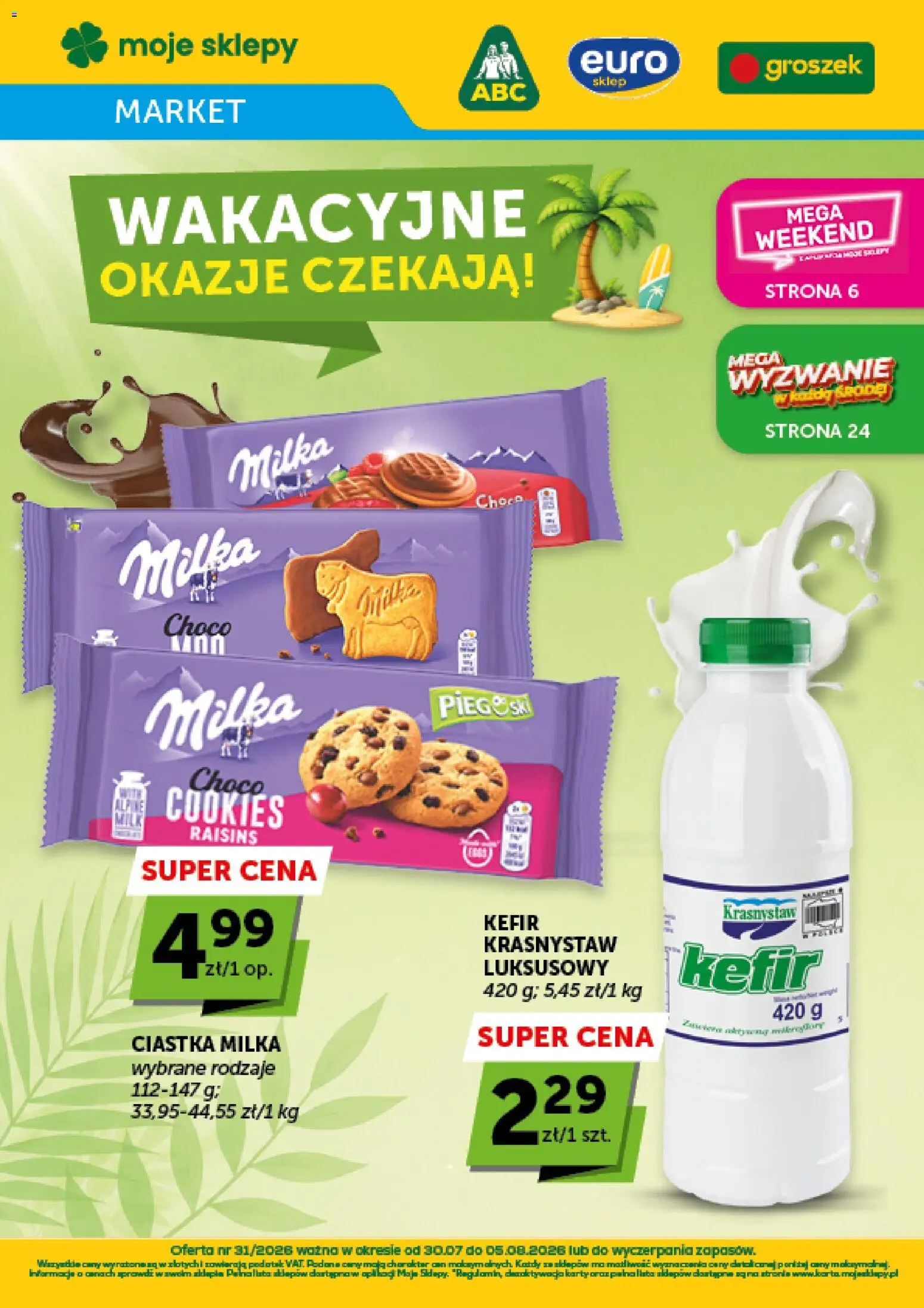 Pogląd gazetki "ABC gazetka - Market" ze sklepu ABC ważnej od 30.07.2026 - Groszek, Ciastka, Milka, Kefir