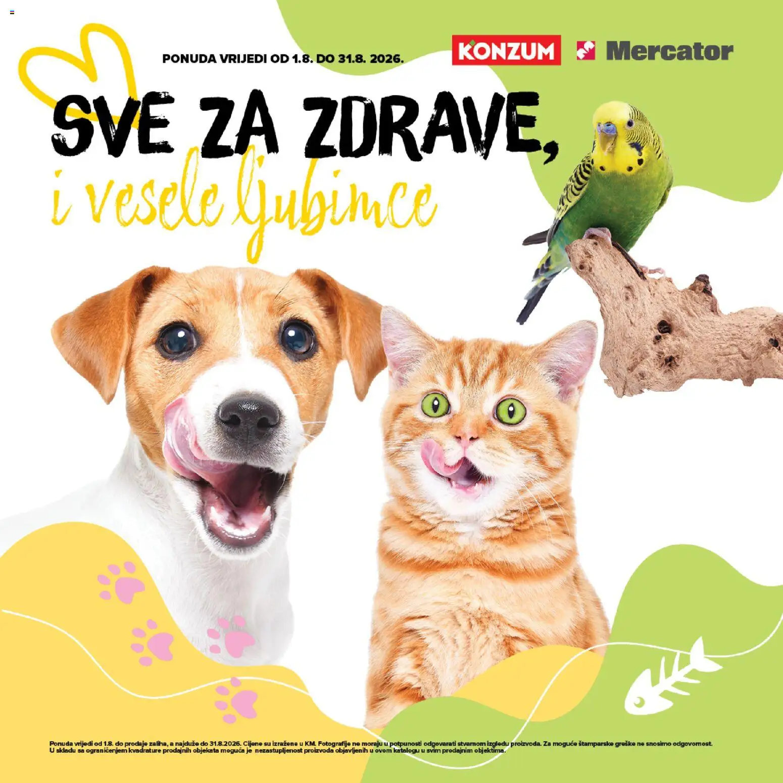 Pregled letka KONZUM Sve za zdrave u vesele ljubimce trgovine KONZUM vrijedi od 01.08.2026