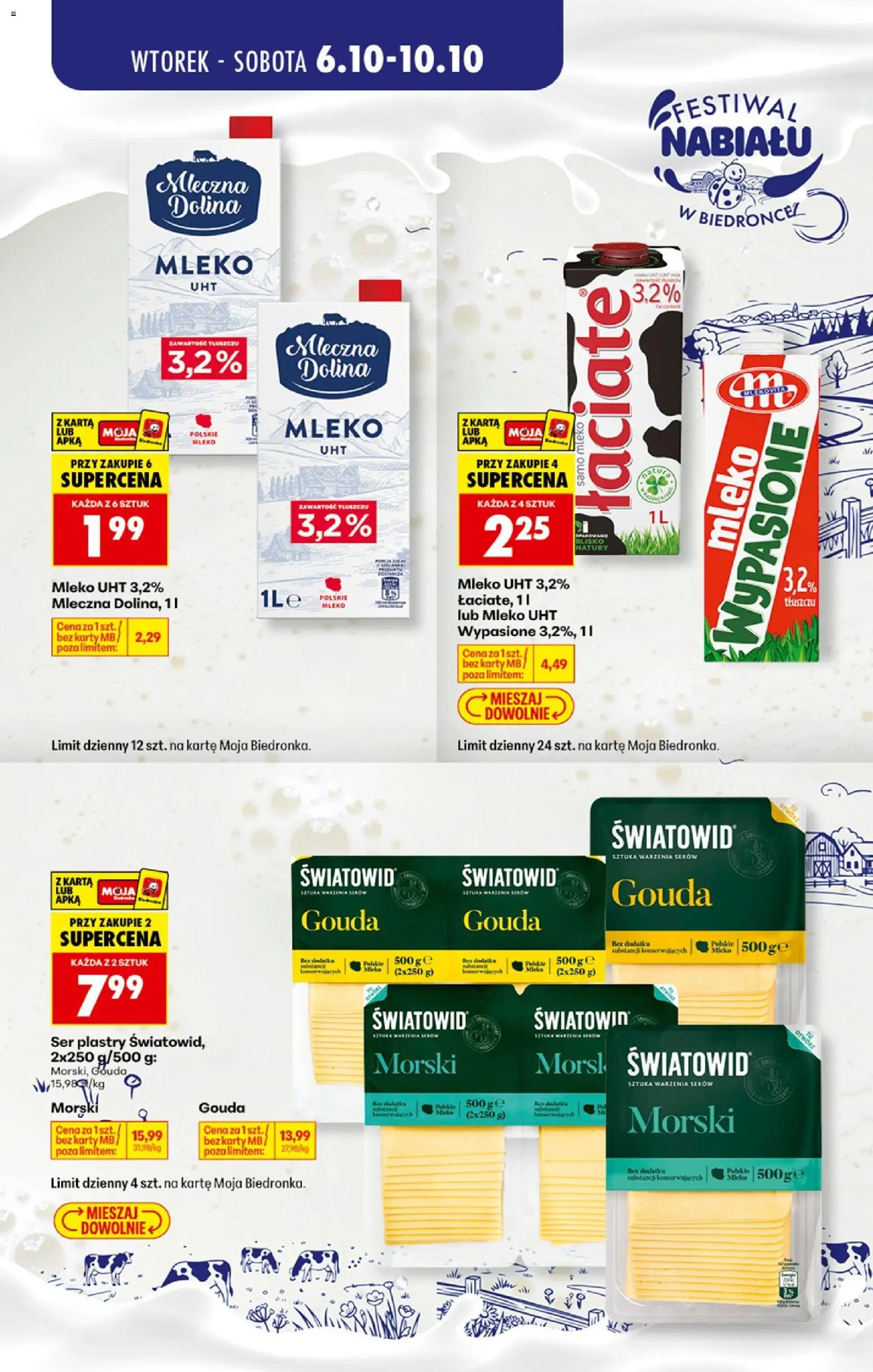Pogląd gazetki "Biedronka gazetka - Festiwal nabiału" ze sklepu Biedronka ważnej od 06.10.2026 - Mleko, Ser, Karta, Mleko UHT
