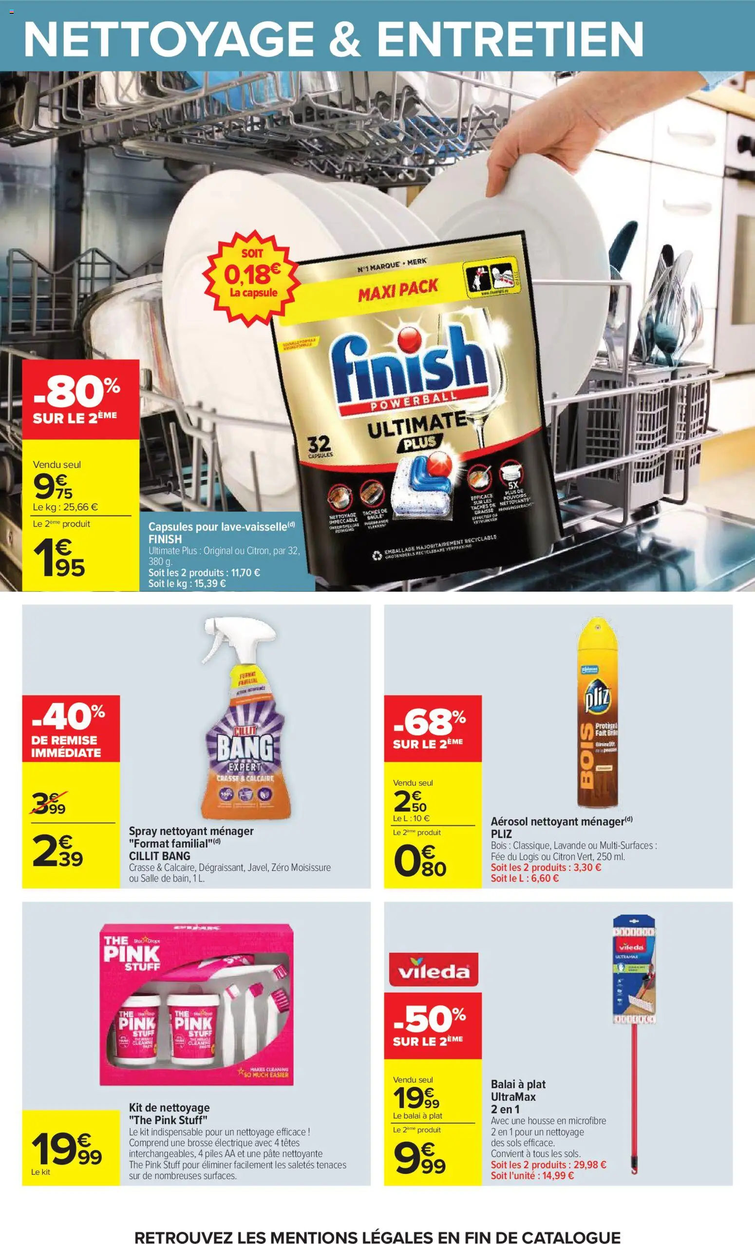 Prévisualisation de Carrefour catalogue du magasin Carrefour formulaire valide 20/10/2026 - Pâte, Lavande, Citron, Balai, Capsules, Brosse, Finish ultimate, Lave-vaisselle