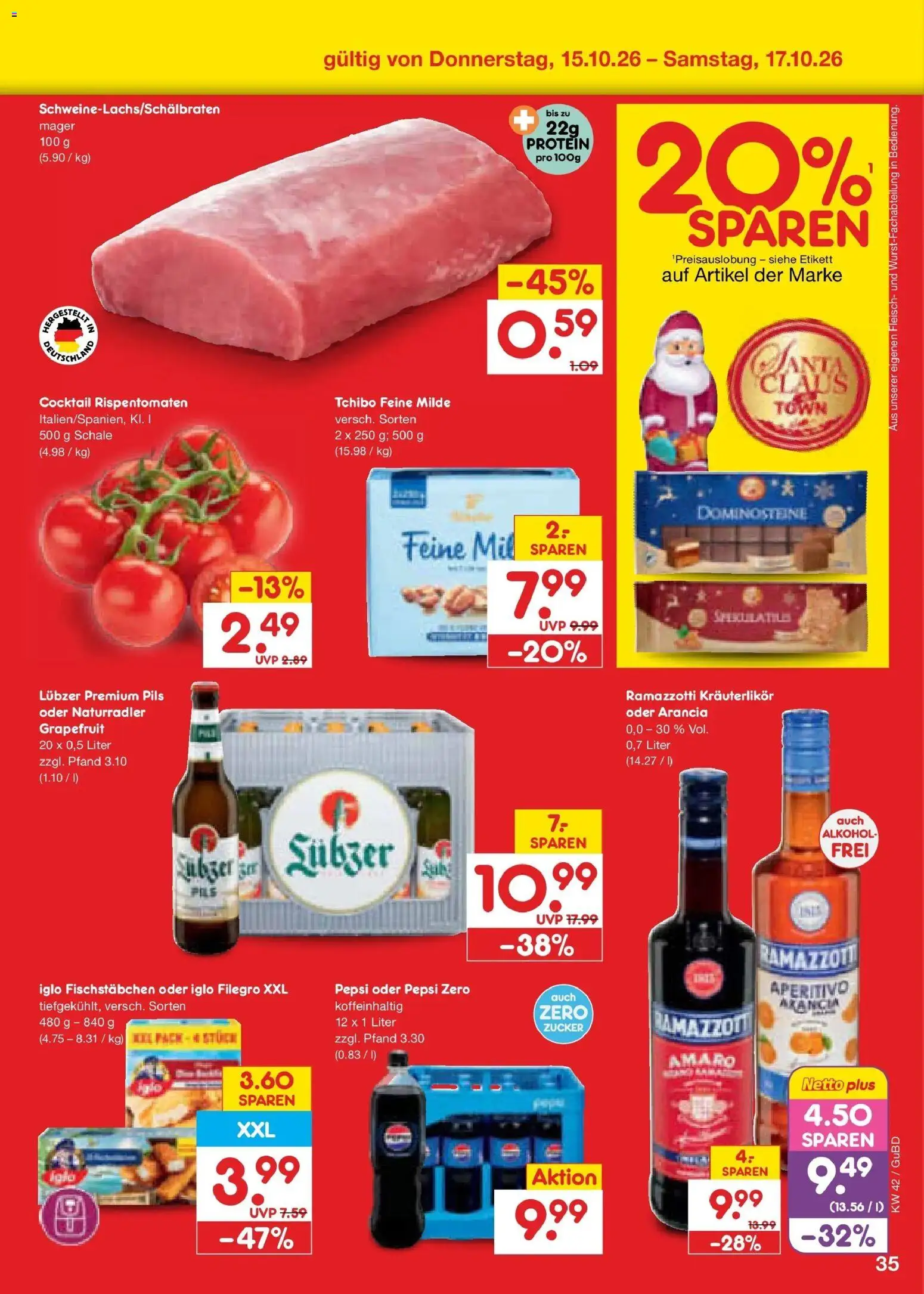 Vorschau von dem Prospekt des Geschäftes Netto Marken-Discount, gültig ab dem 12.10.2026 - Alkohol, Grapefruit, Fleisch, Ramazzotti, Iglo, Pils, Lubzer, Fischstabchen