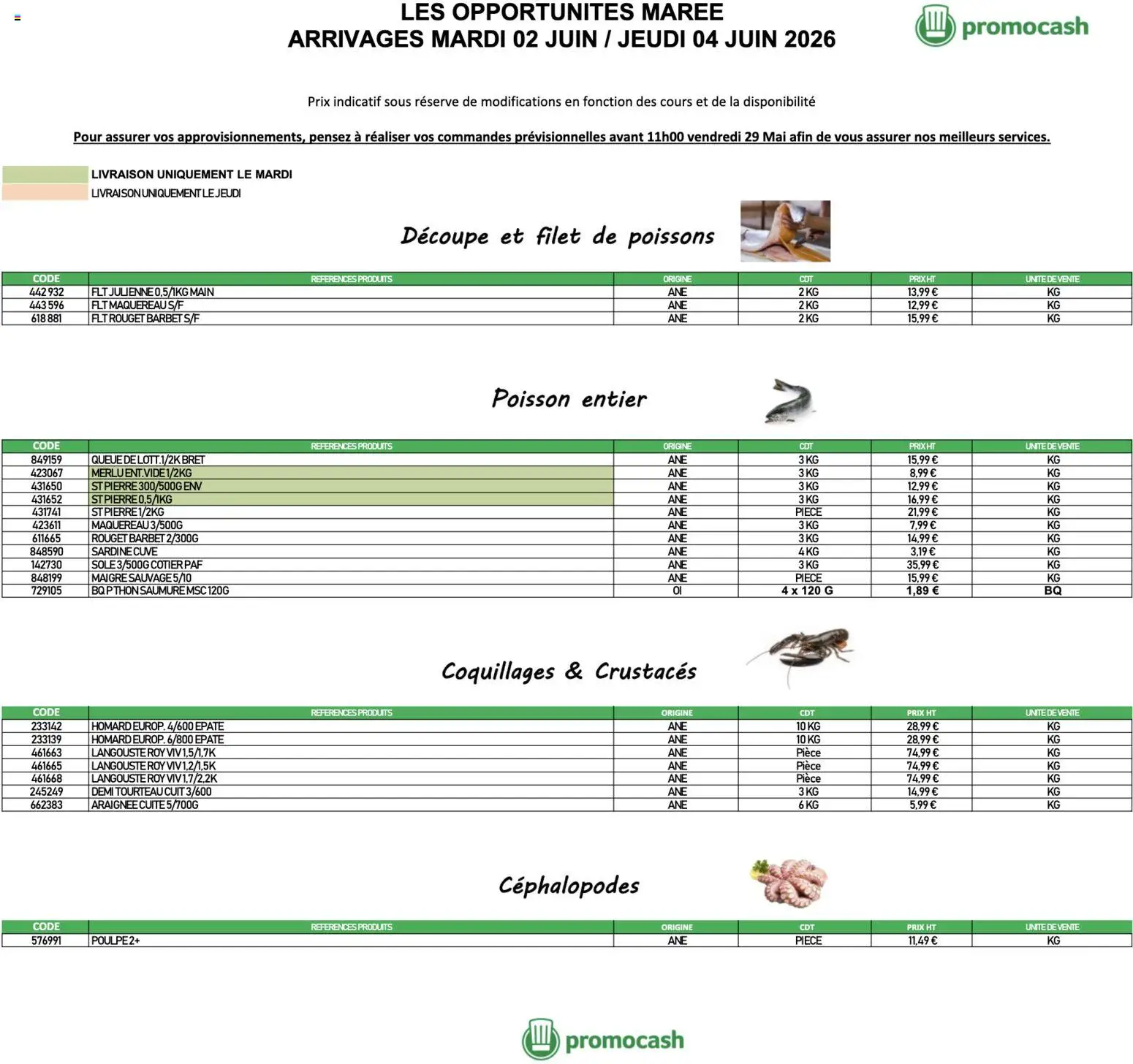 Prévisualisation de Promocash Opportunités Marée du magasin Promocash formulaire valide 02/06/2026