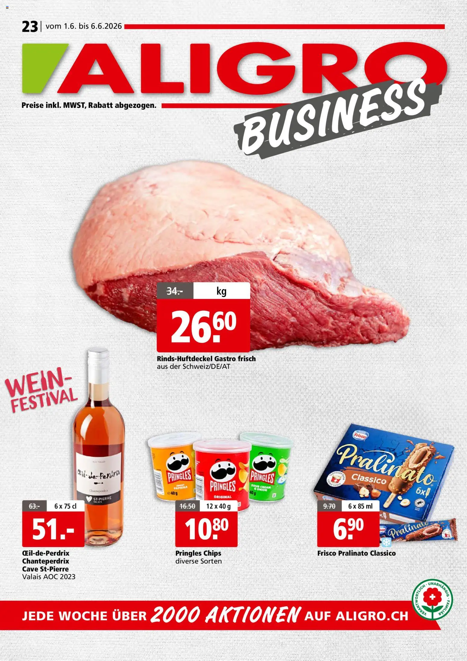 Vorschau des Merkblatts Aligro aktionen Business Chavannes, Matran, Genf, Sitten vom Shop Aligro gültig von 01.06.2026 bis 06.06.2026