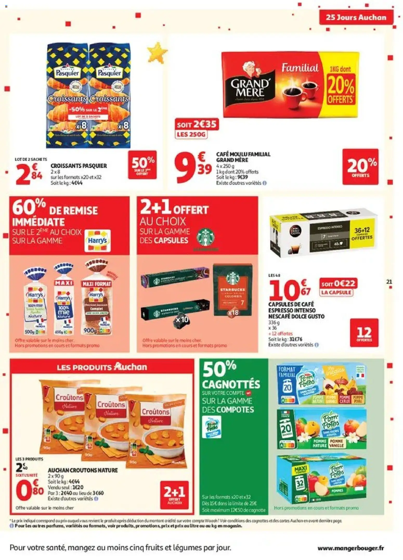 Prévisualisation de Auchan 25 jours 1 supers du magasin Auchan formulaire valide 27/10/2026 - Café, Dolce Gusto, Fruits, Pomme, Vanille, Capsules de café, Café moulu, Capsules de cafe espresso