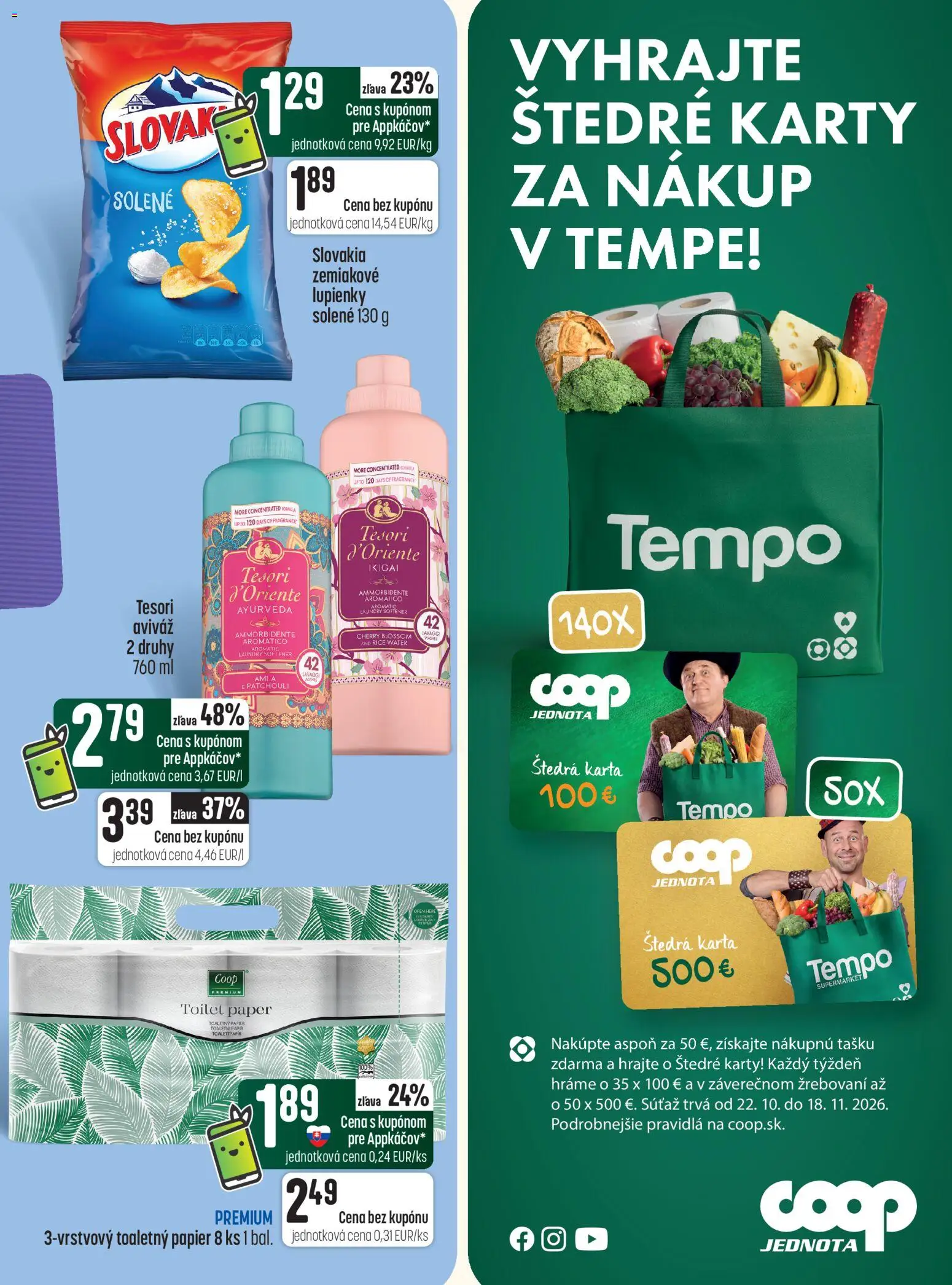 Náhľad COOP Jednota letáku platného od 22.10.2026 - Toaletný papier, Aviváž