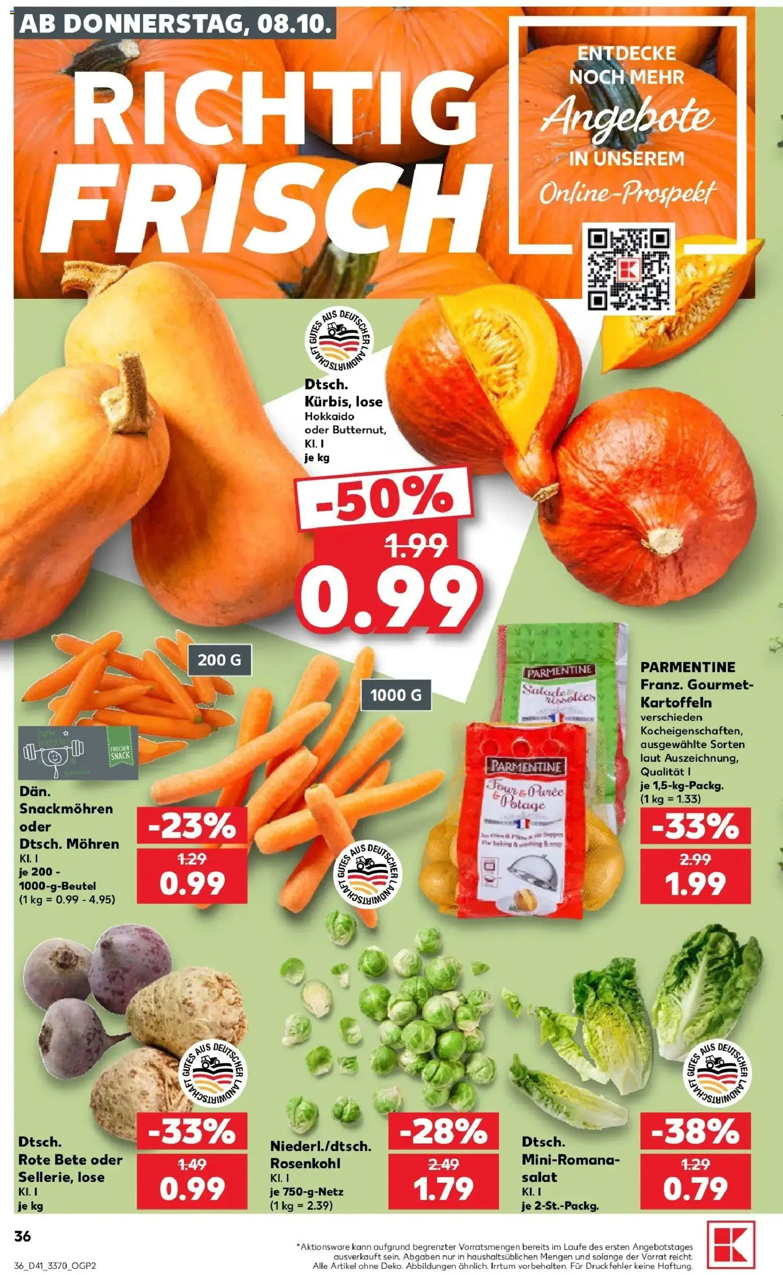 Vorschau von dem Prospekt des Geschäftes Kaufland, gültig ab dem 08.10.2026 - Salat, Kartoffeln, Mohren