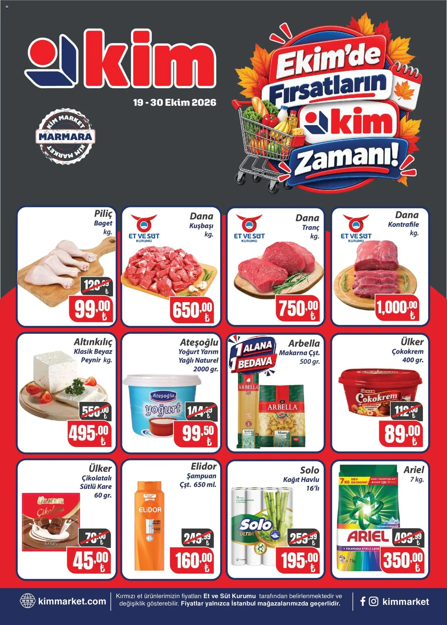 Kim Market Kim Market Katalog - Marmara Insert 19.10.2026 - Broşürünün önizlemesi - Çikolata, Et, Makarna, Peynir, Süt, Şampuan, Kağıt havlu, Piliç