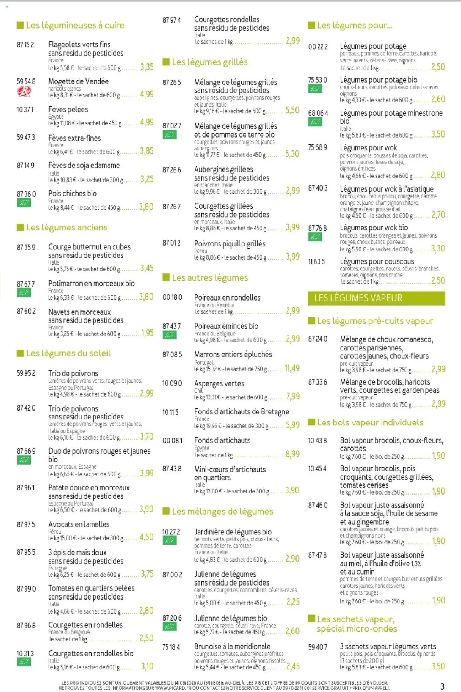 Prévisualisation de Picard - Catalogue Trimestriel du magasin Picard formulaire valide 14/09/2026 - Couscous, Pois chiche, Châtaigne, Oignons, Cumin, Haricots, Asperges vertes, Haricots verts