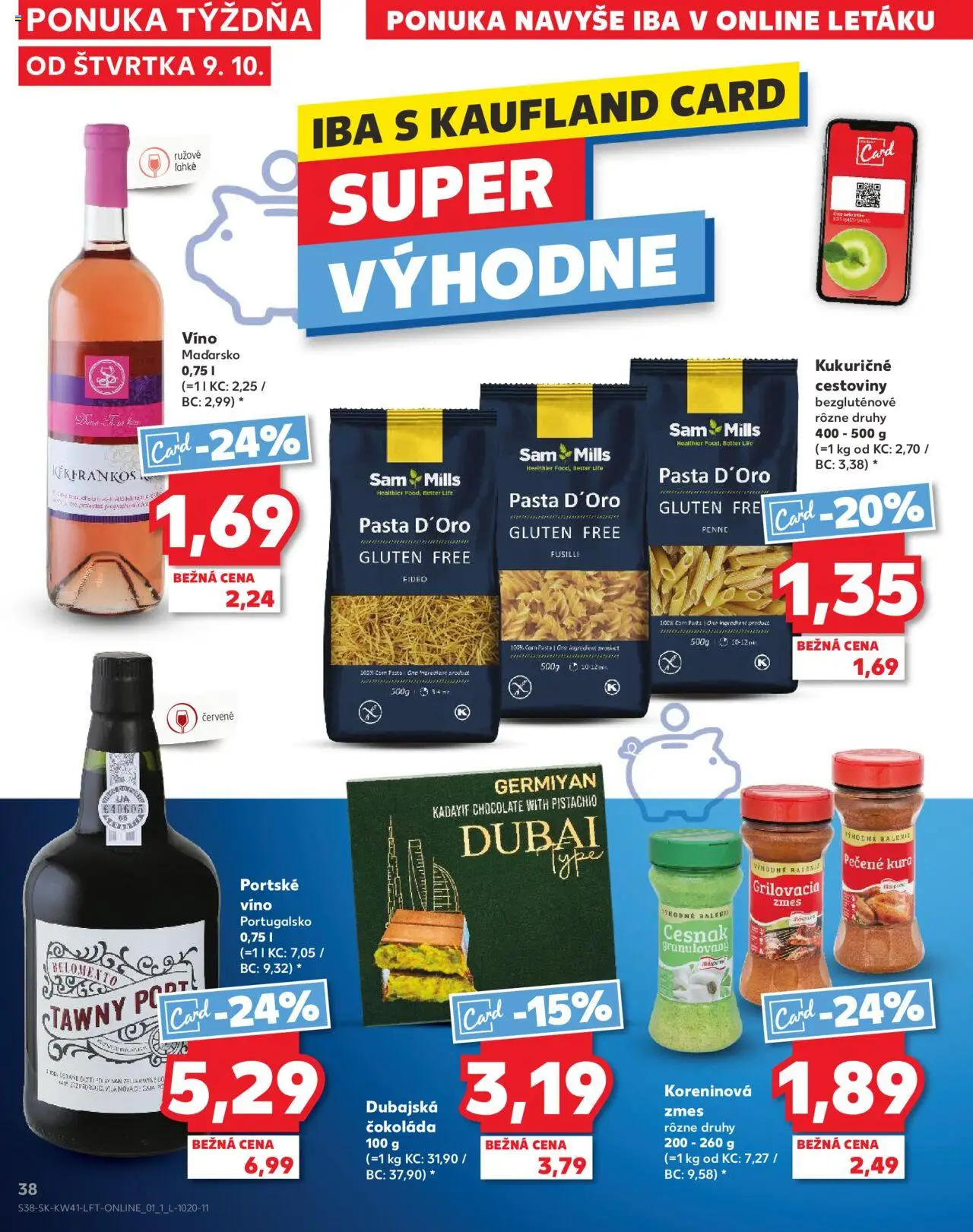 Náhľad Kaufland letáku platného od 09.10.2025 - Víno, Cestoviny, Čokoláda, Fusilli, Cesnak, Penne